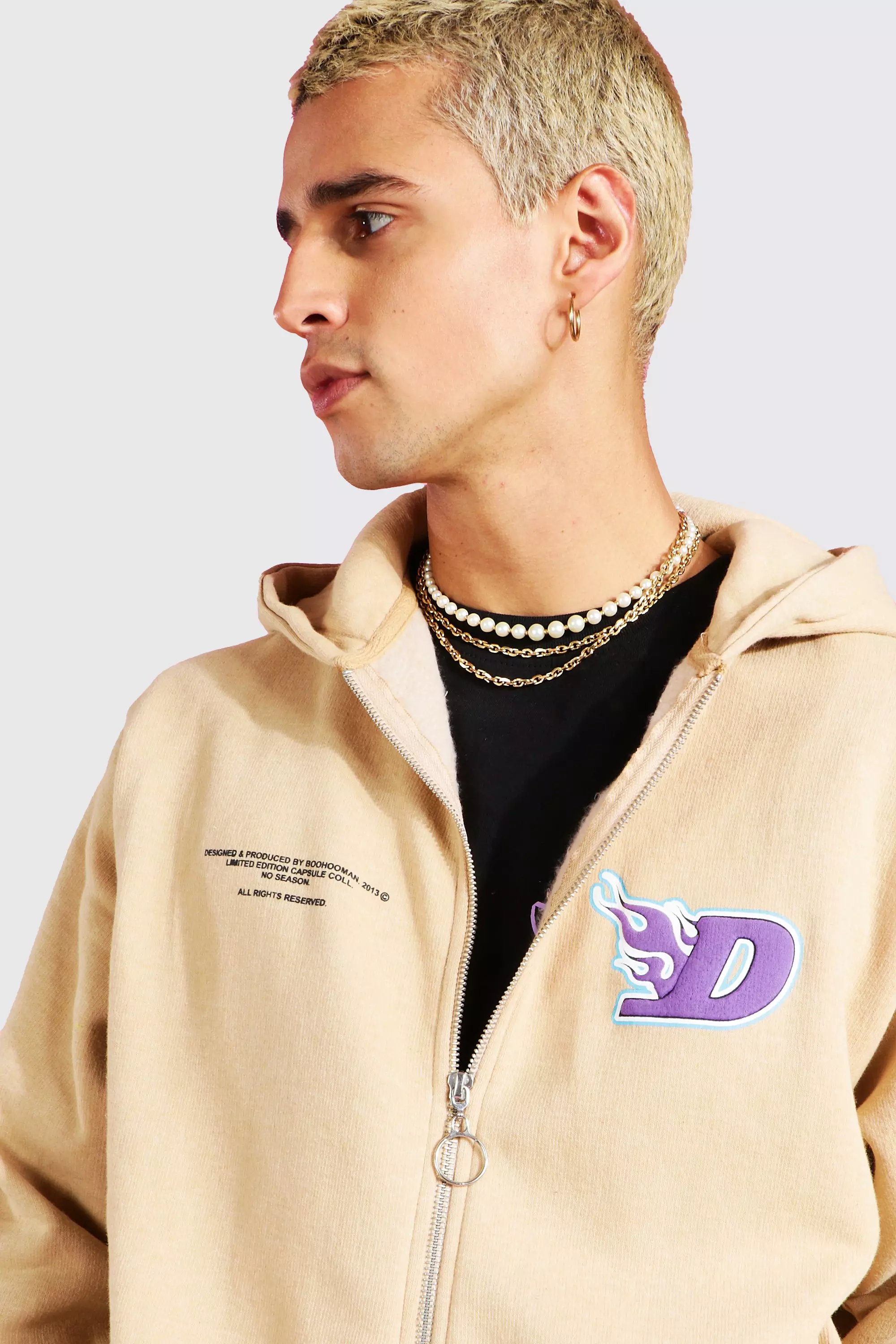 Boohooman zip up discount hoodie