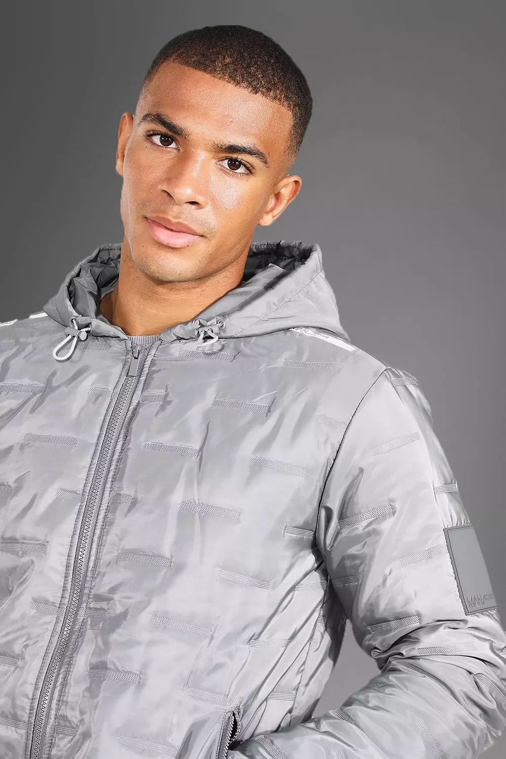 Light Grey Lightweight Hooded Puffer Jacket