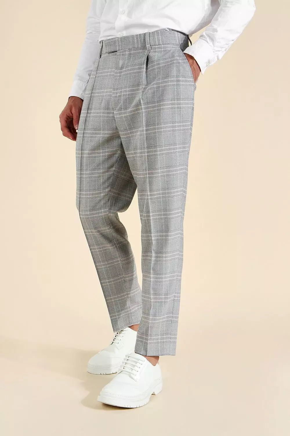 Tapered check clearance trousers mens