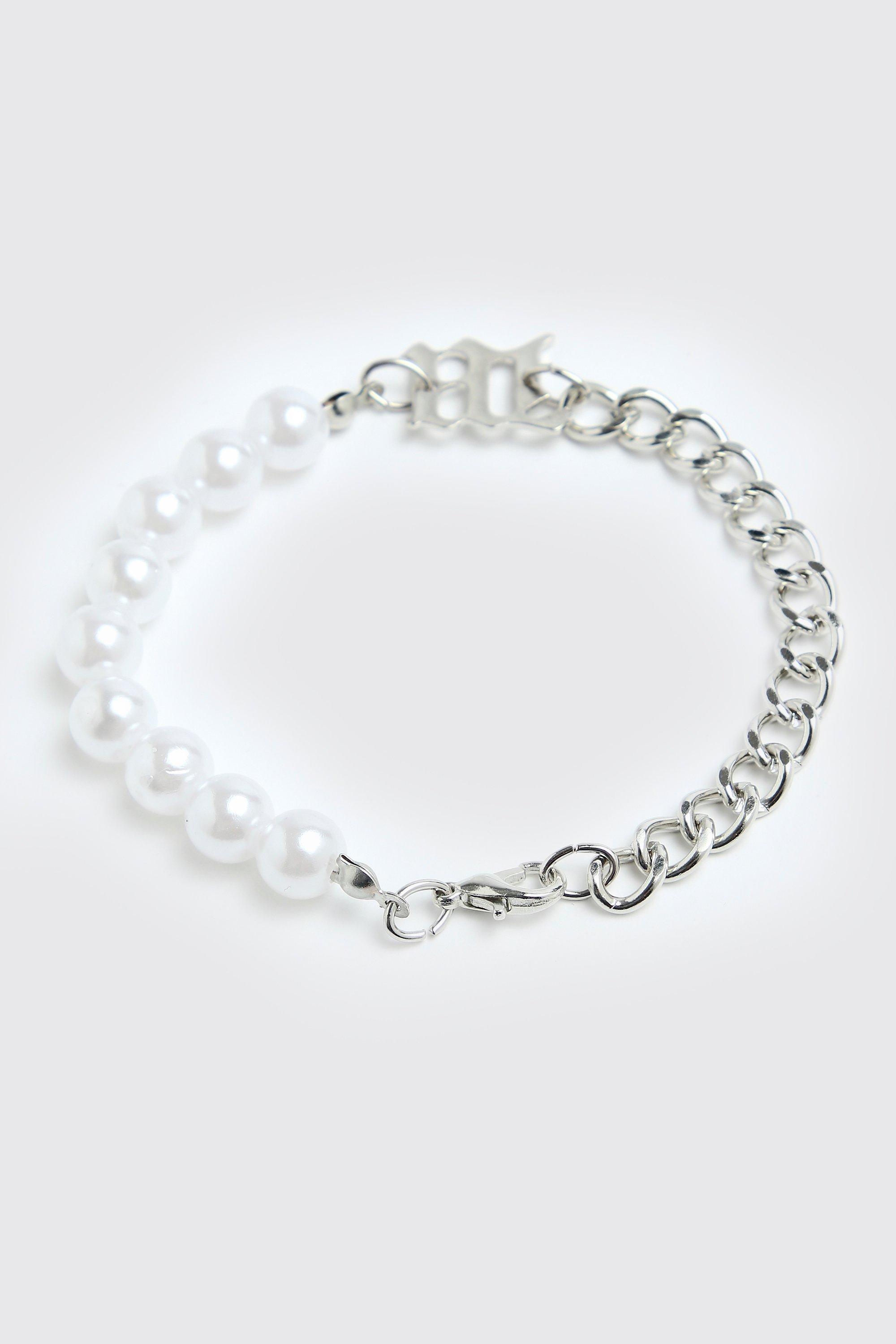 bracelet en chaîne et en perle homme - multicolore - one size, multicolore