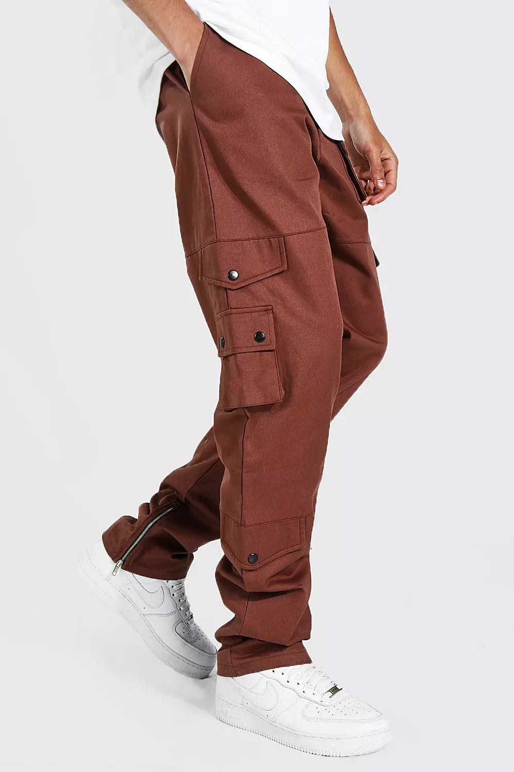 boohooMAN Men's Tall Fixed Relaxed Fit Cargo Pants