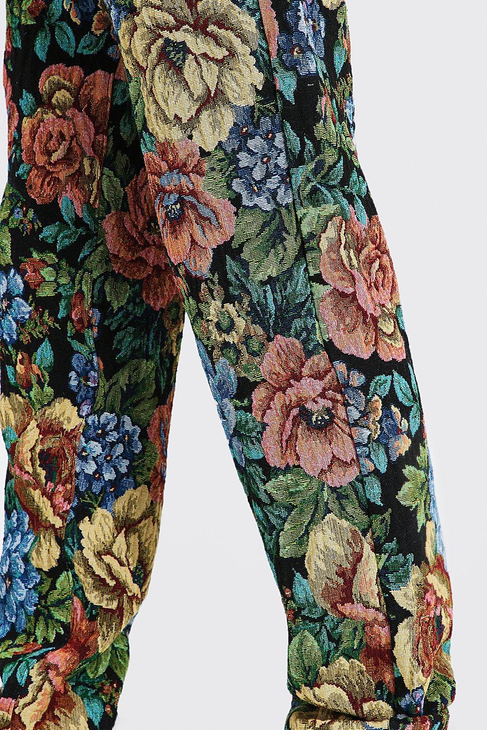 relaxed fit floral tapestry jeans