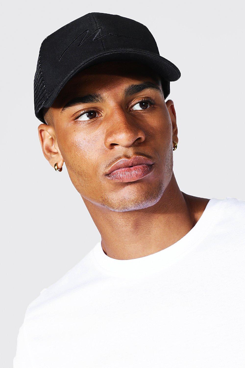 Mens Black Man Signature Trucker, Black