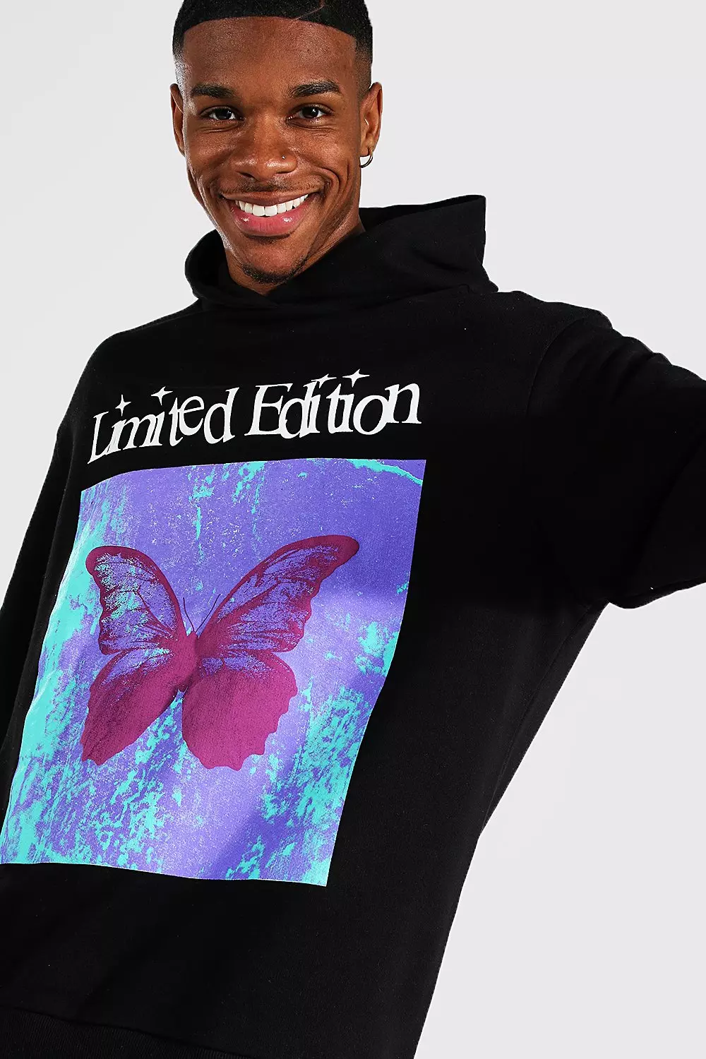 Oversized Limited Edition Butterfly Hoodie boohooMAN