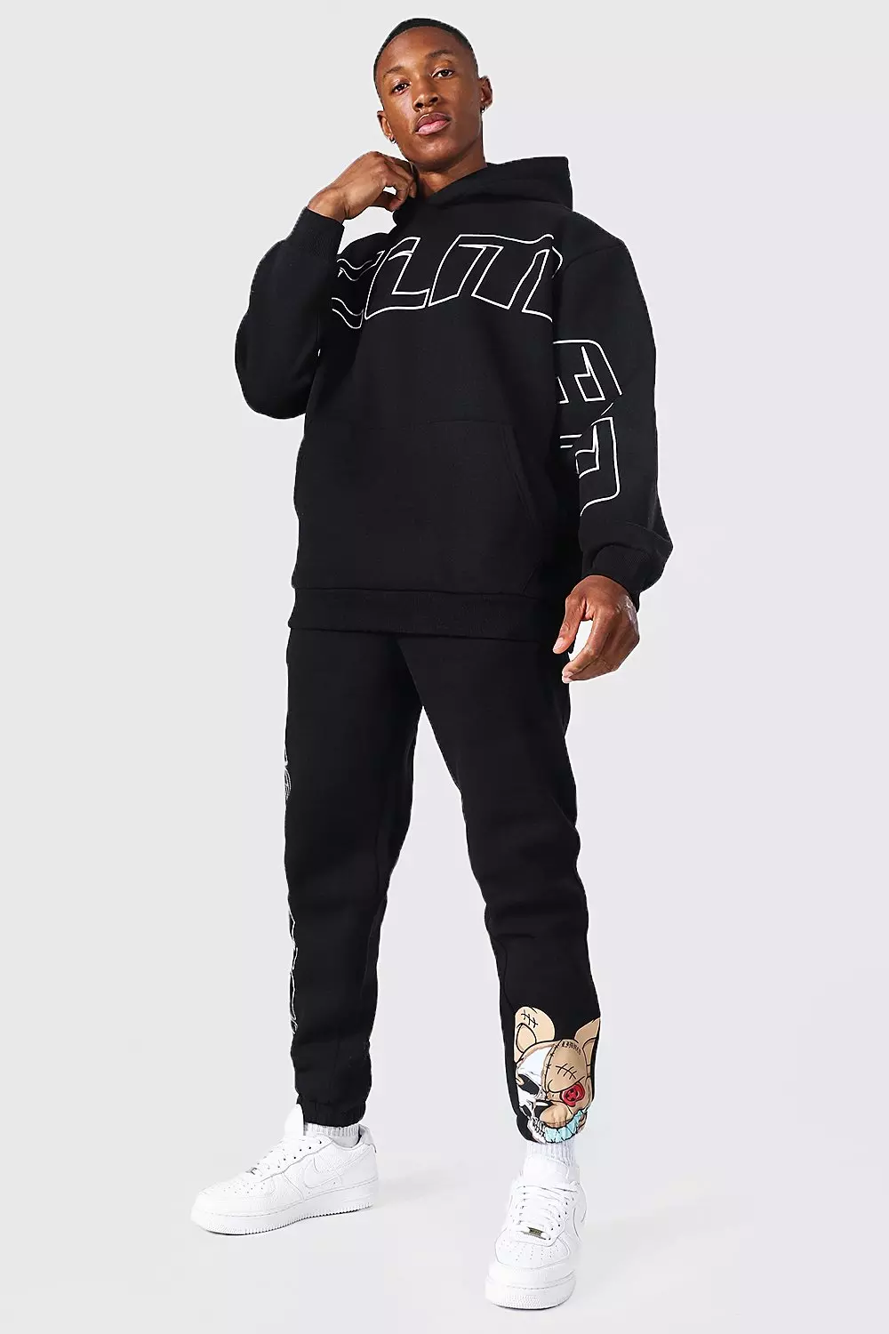 Boohooman 2024 tracksuit black