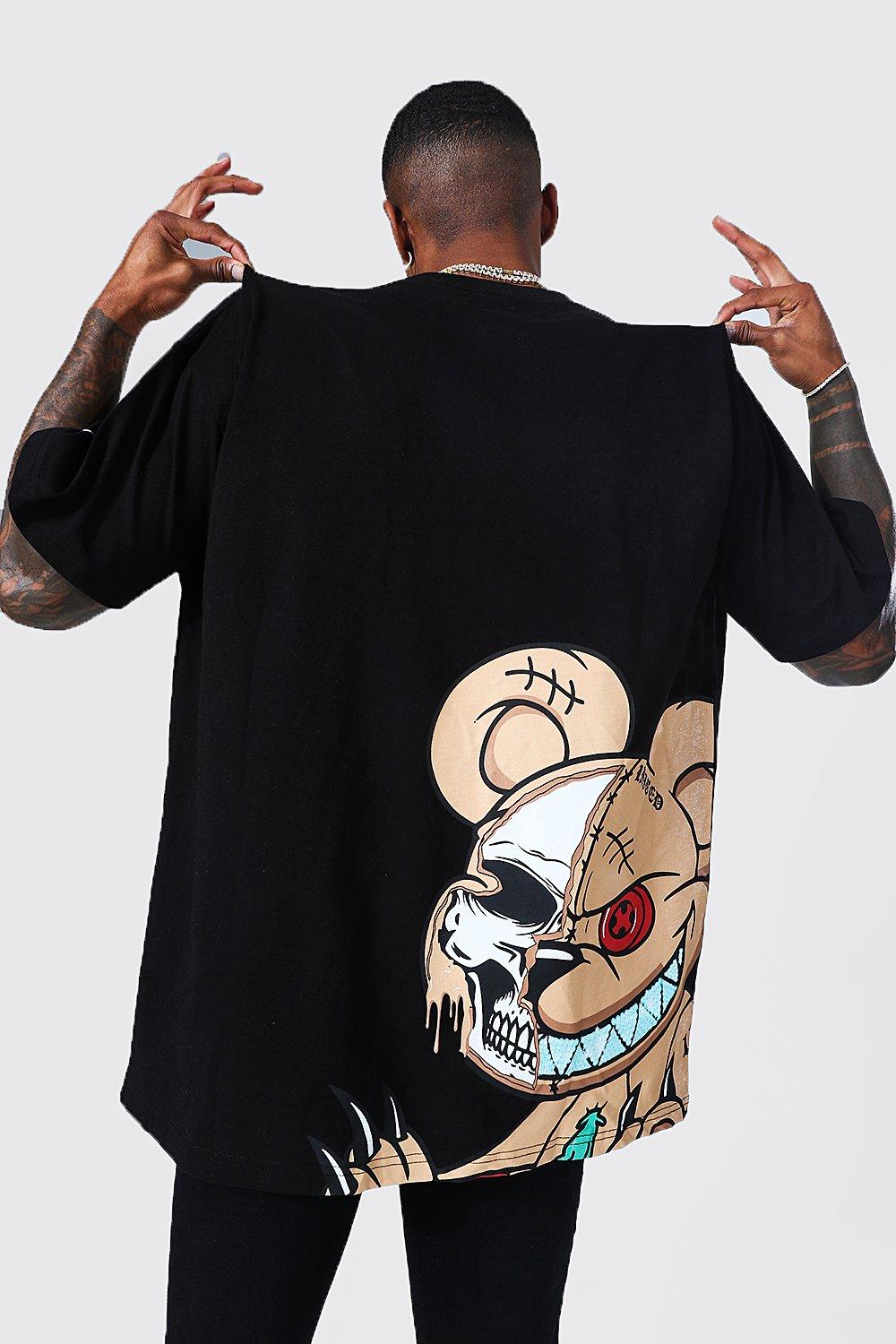 Mens Black Oversized Ofcl Man Teddy Graphic T-shirt, Black