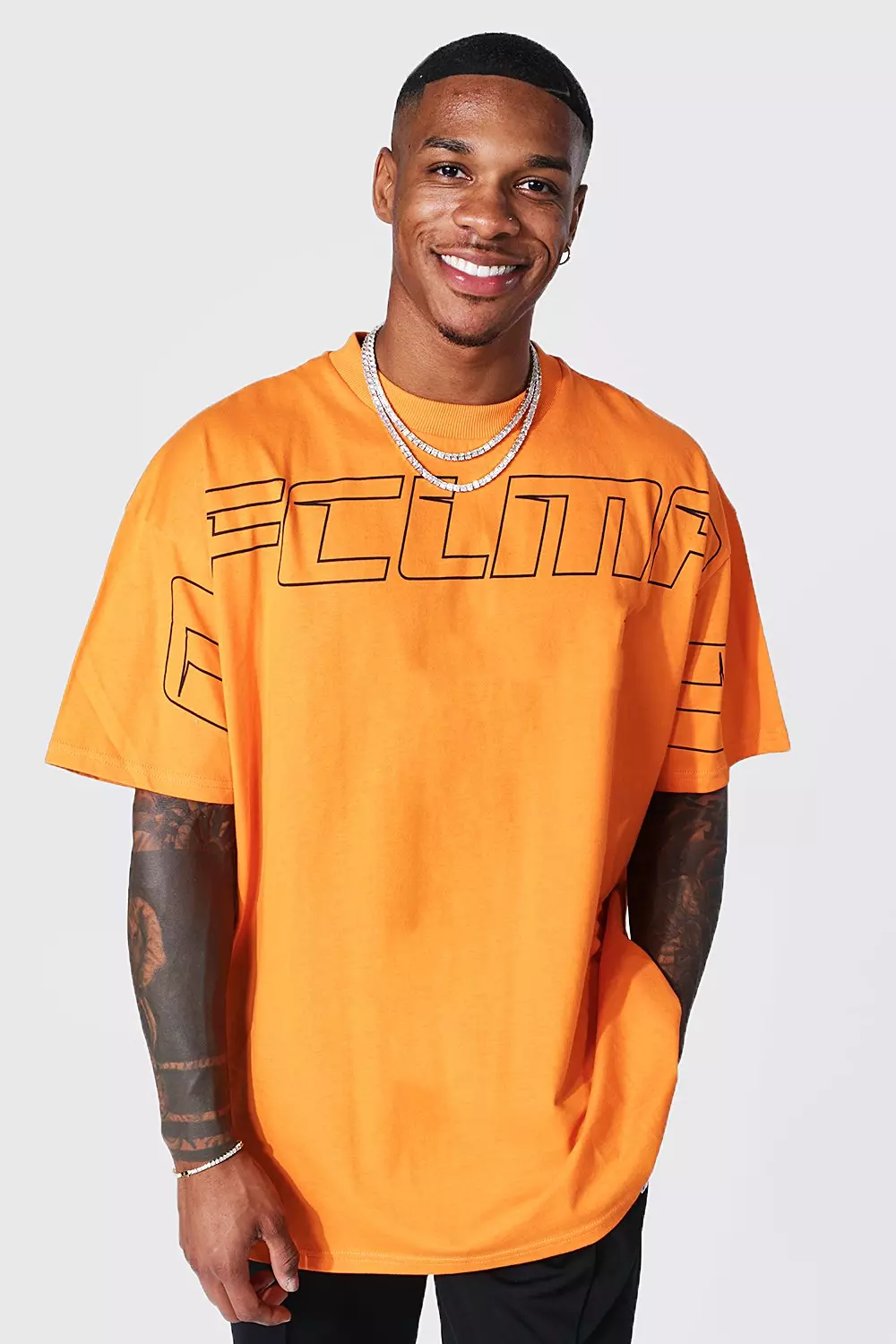 Orange oversized graphic store tee