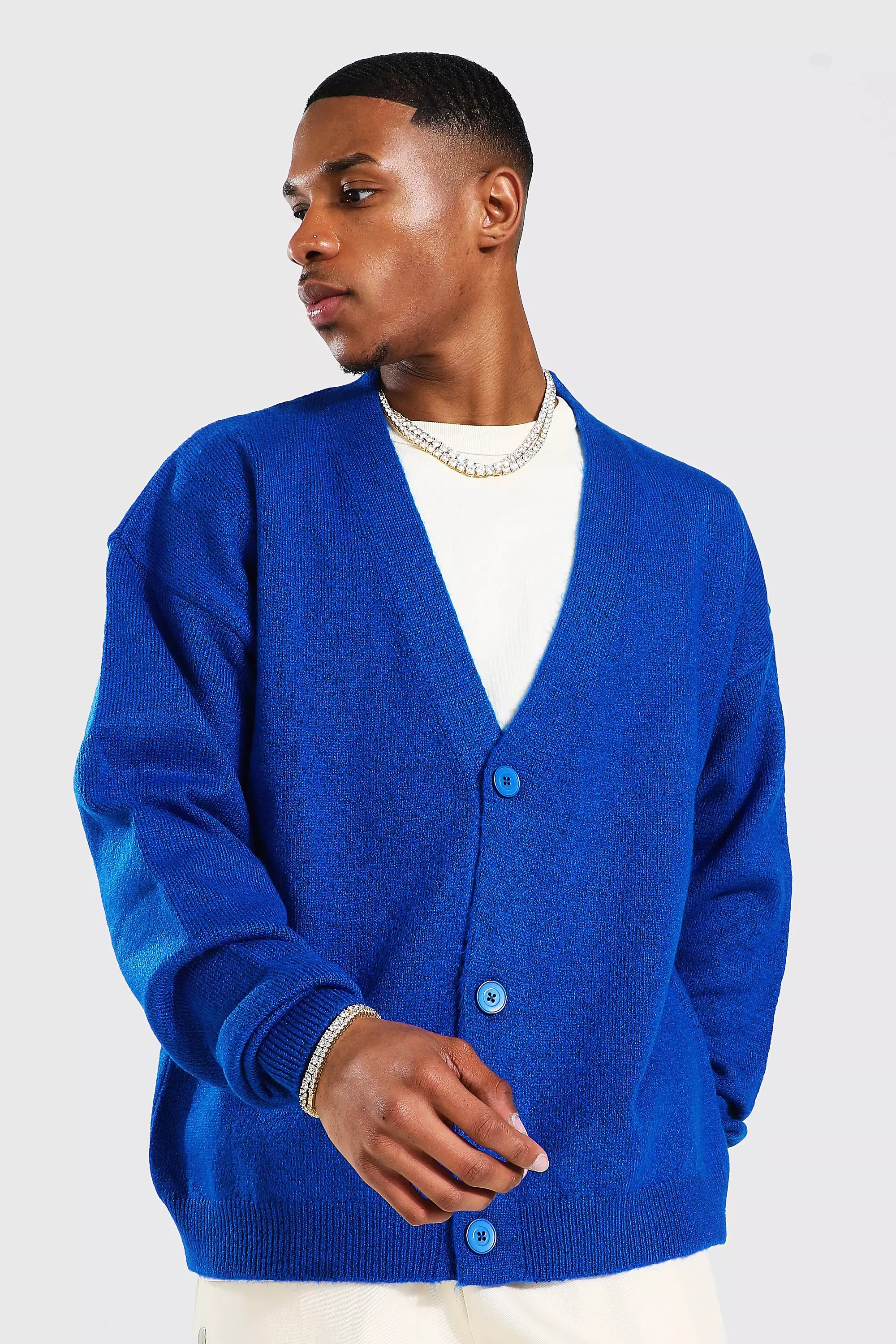 Oversized Brushed Compact Knit Cardigan | boohooMAN USA