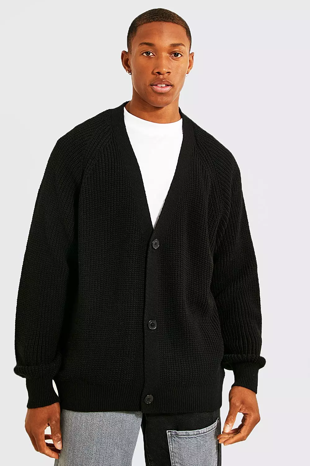 Oversized knit shop cardigan black