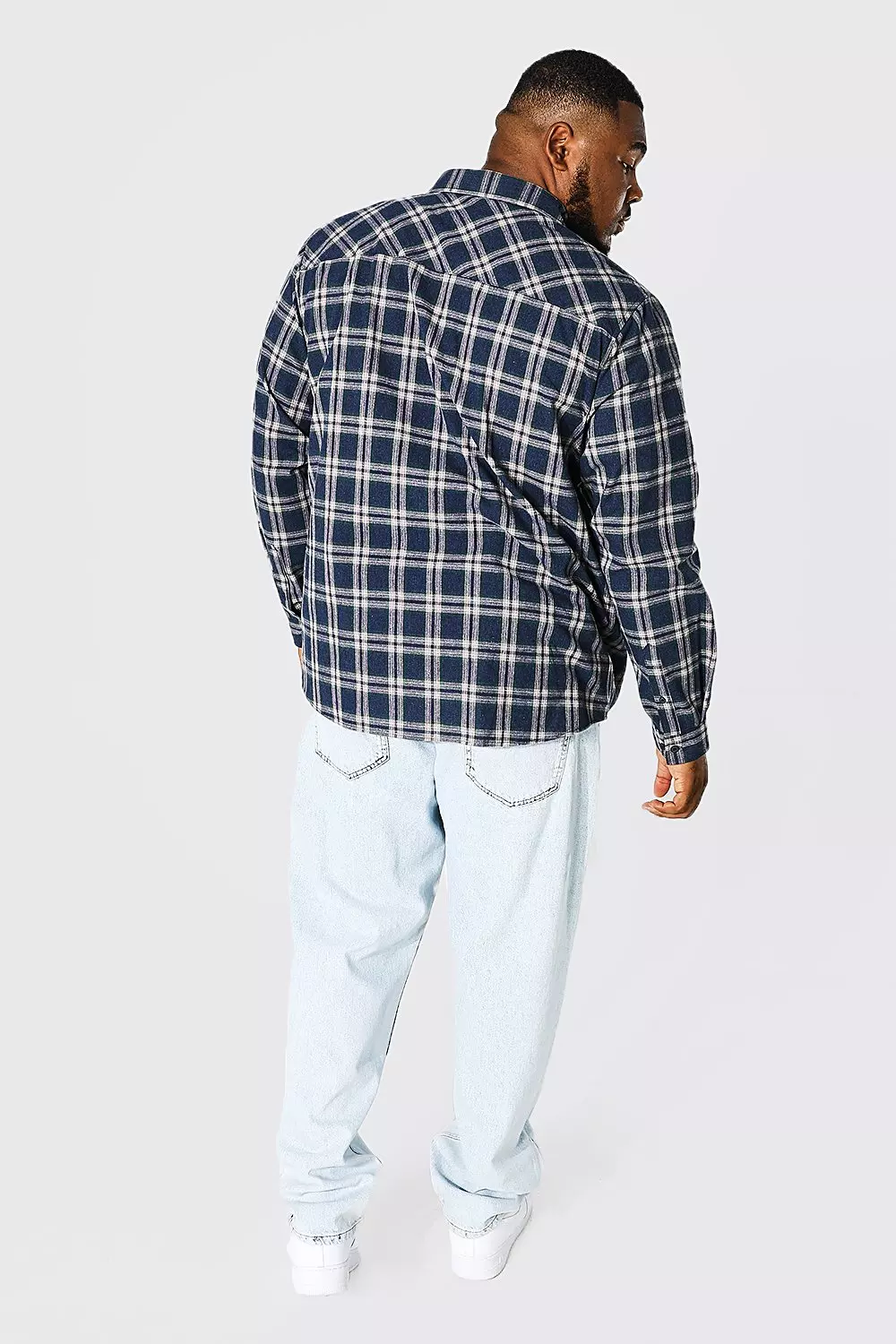 Plus Long Sleeve Flannel Shirt | boohooMAN USA