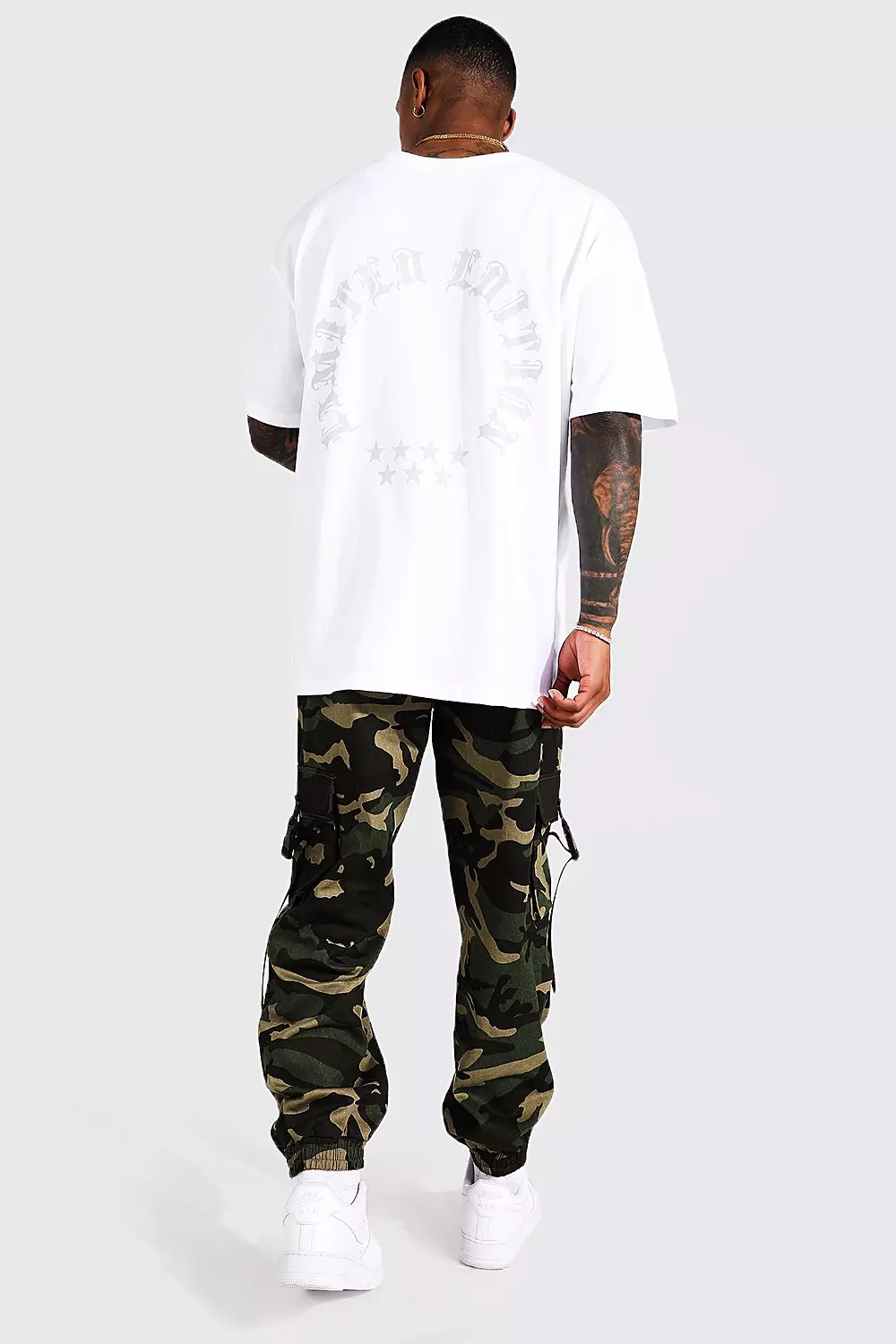 Plus Camo Cuffed Cargo Pants