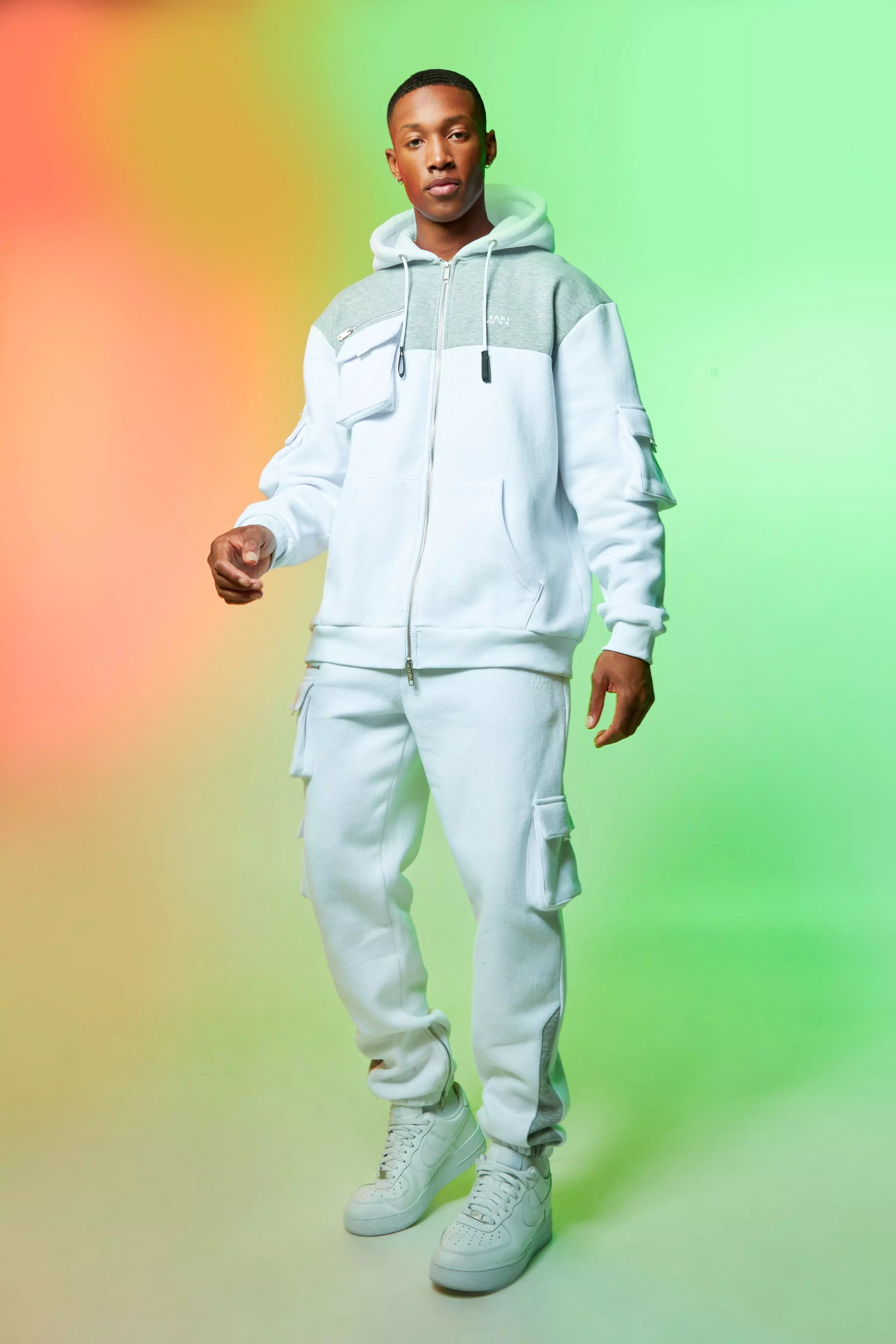 Boohooman store white tracksuit