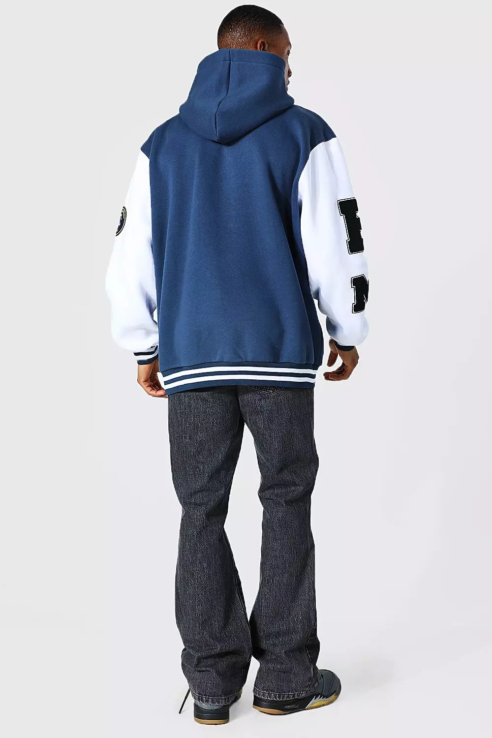 Oversized La Applique Varsity Hoodie | boohooMAN USA