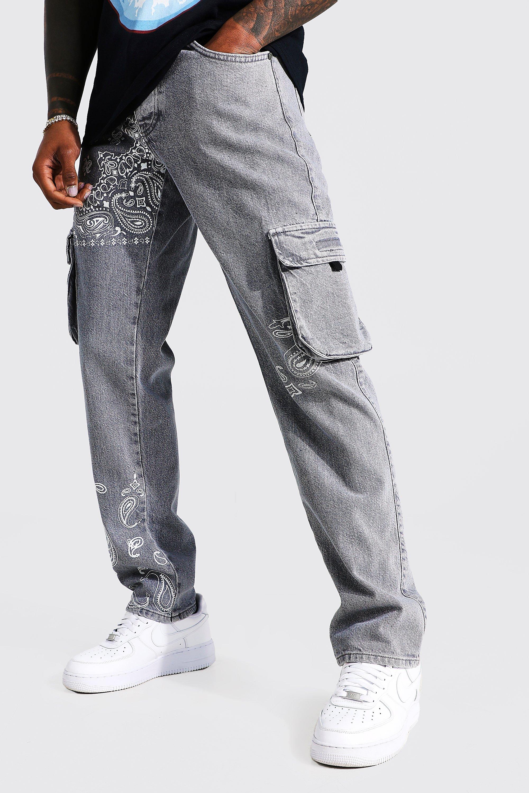 bandana print jeans mens