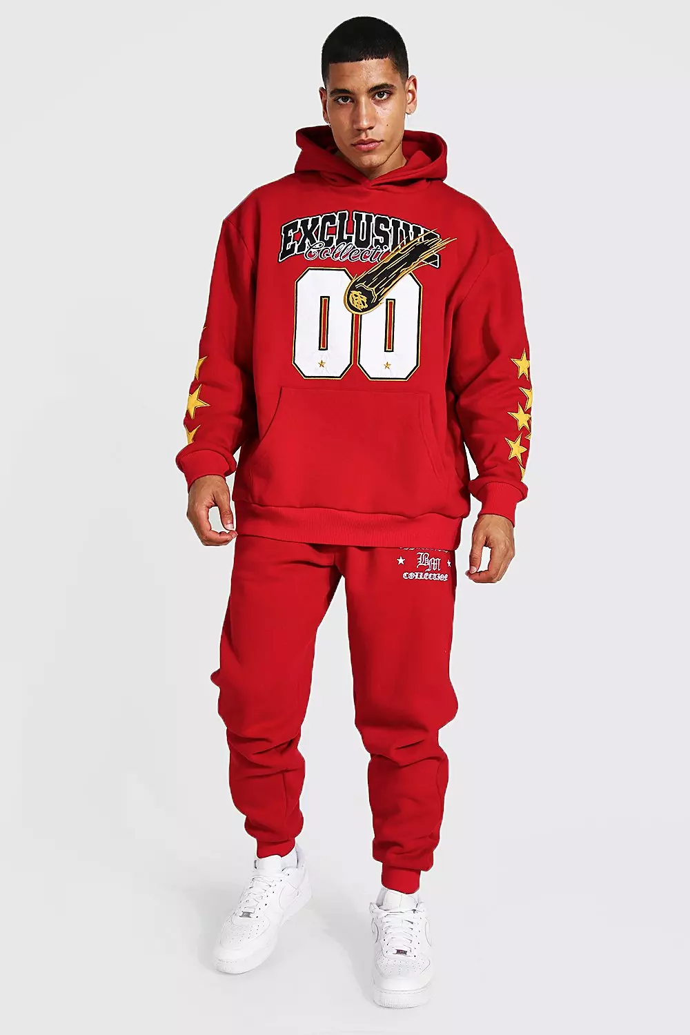 Red best sale boohooman tracksuit