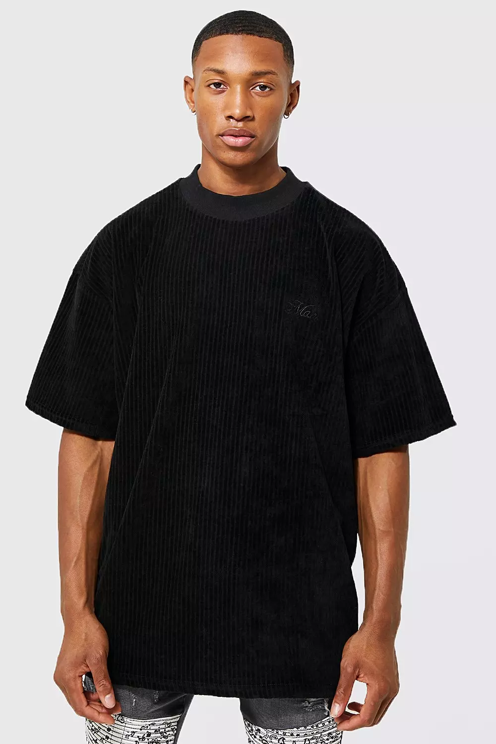 black rib oversized men's t-shirt