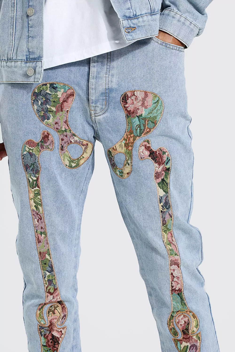 Gucci Snake Embroidered Slim-fit Jeans in Blue for Men