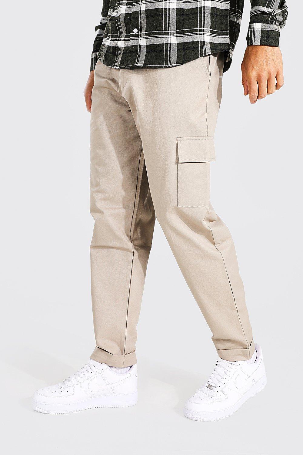 white straight leg cargo trousers