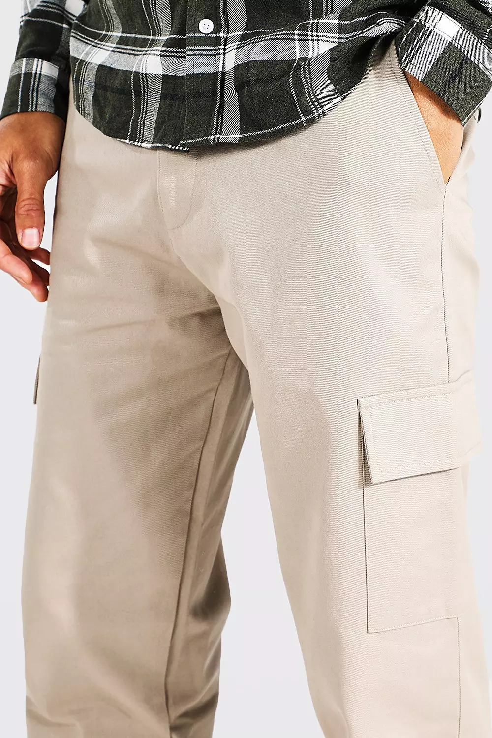 Fixed Waist Straight Leg Twill Cargo Trouser