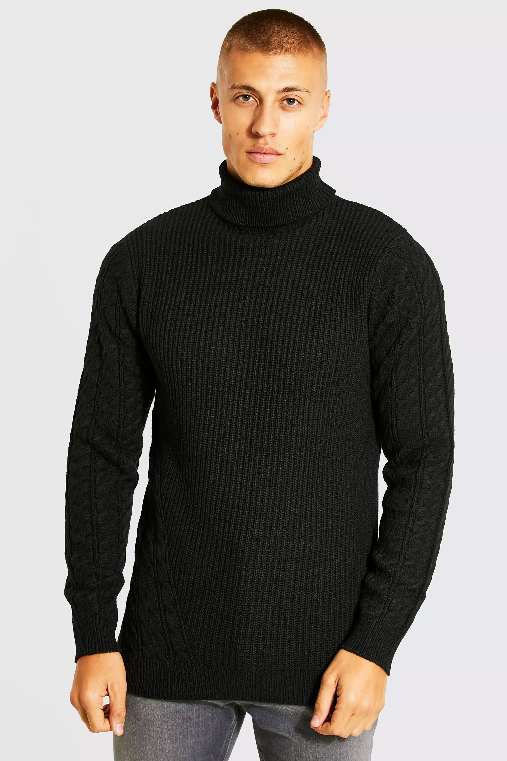 Black roll best sale neck chunky jumper