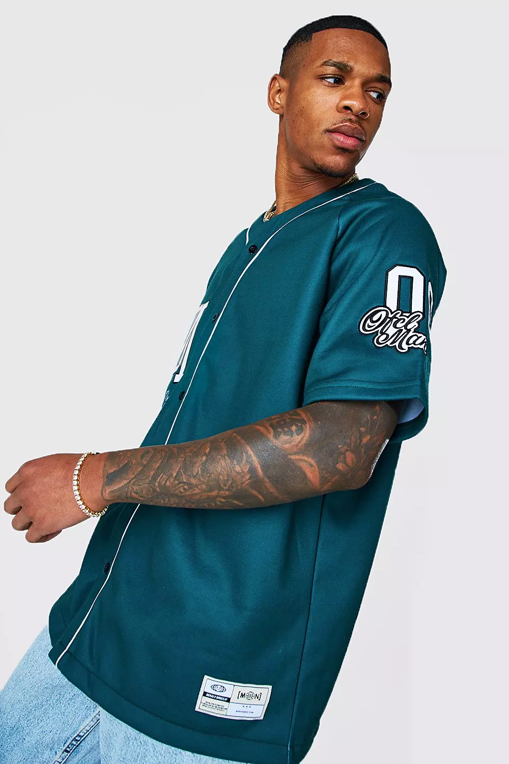 Prominent serveerster Occlusie Oversized Official Man Jersey Baseball Shirt | boohooMAN USA