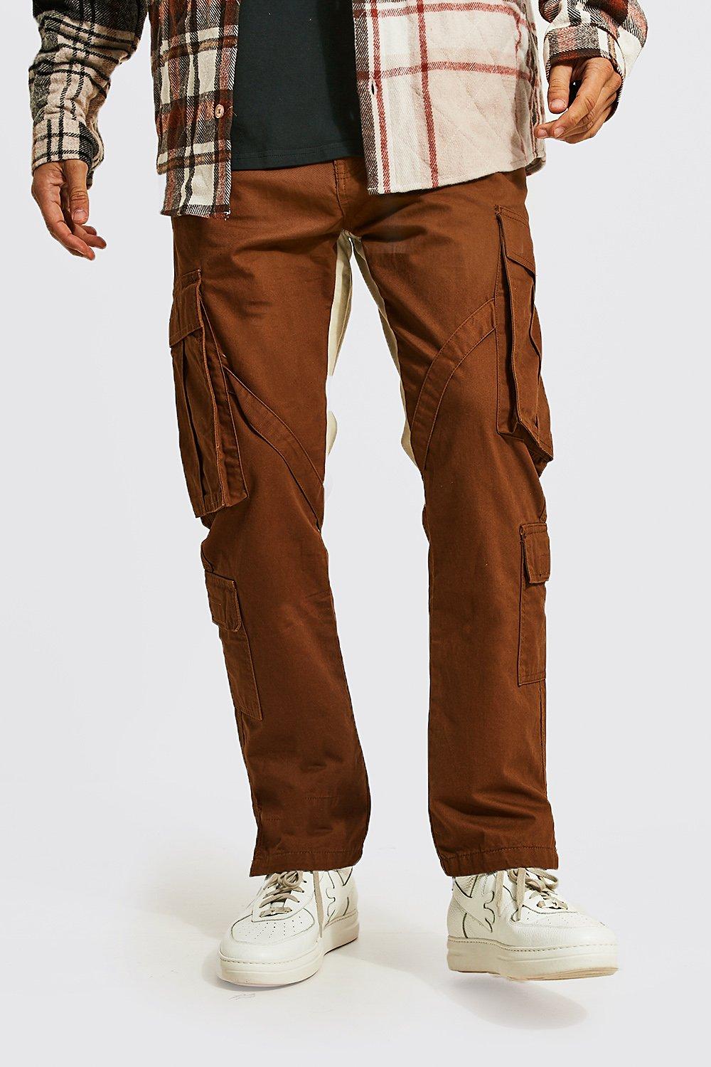 brown cargo pants boohooman