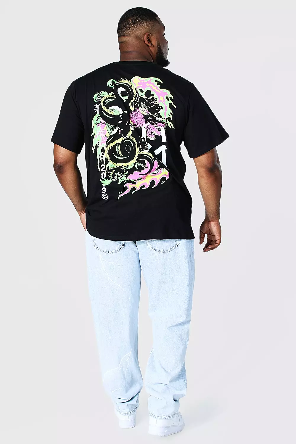 Plus Layered Dragon Back Print T-shirt | boohooMAN USA
