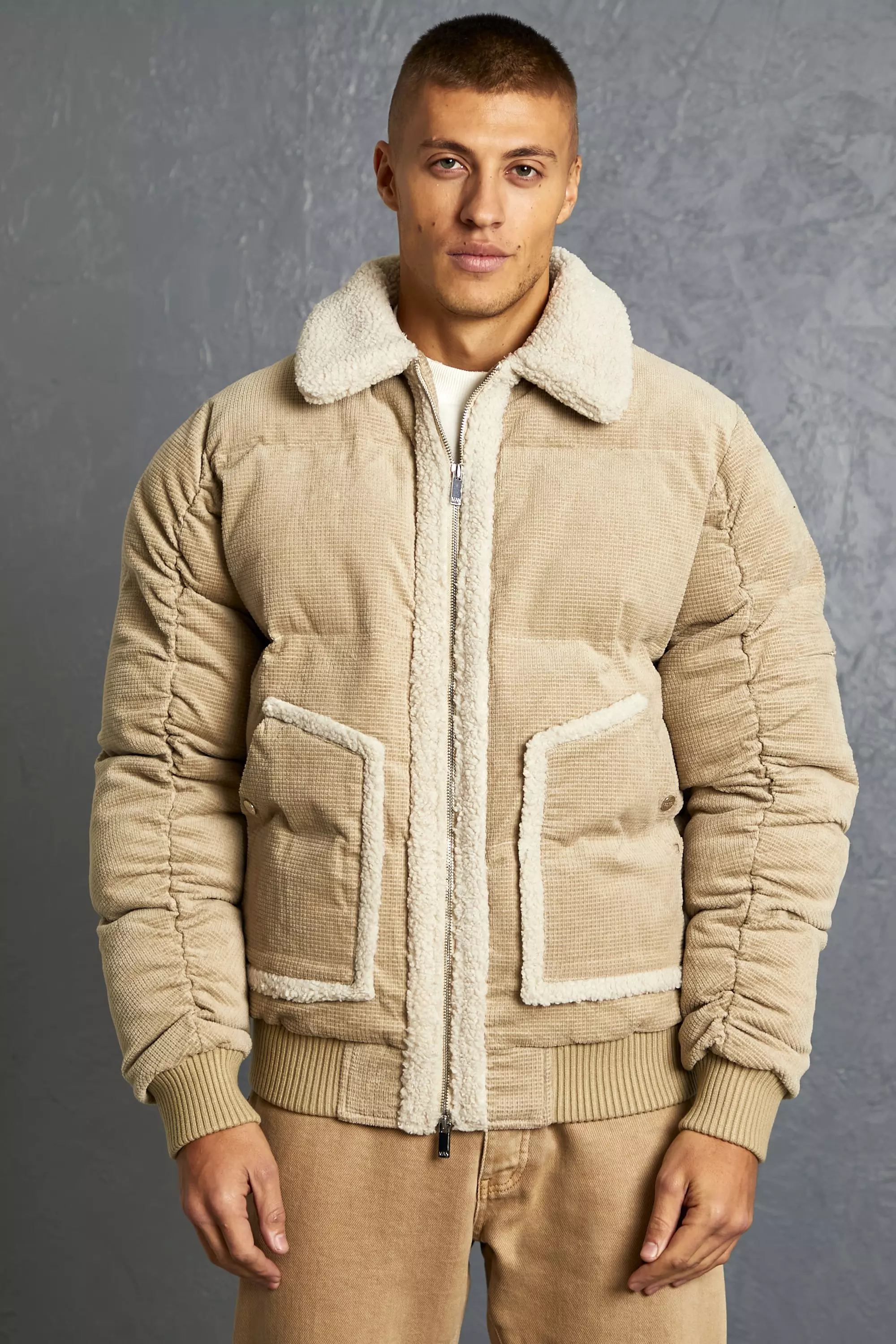 Borg puffer jacket sales mens