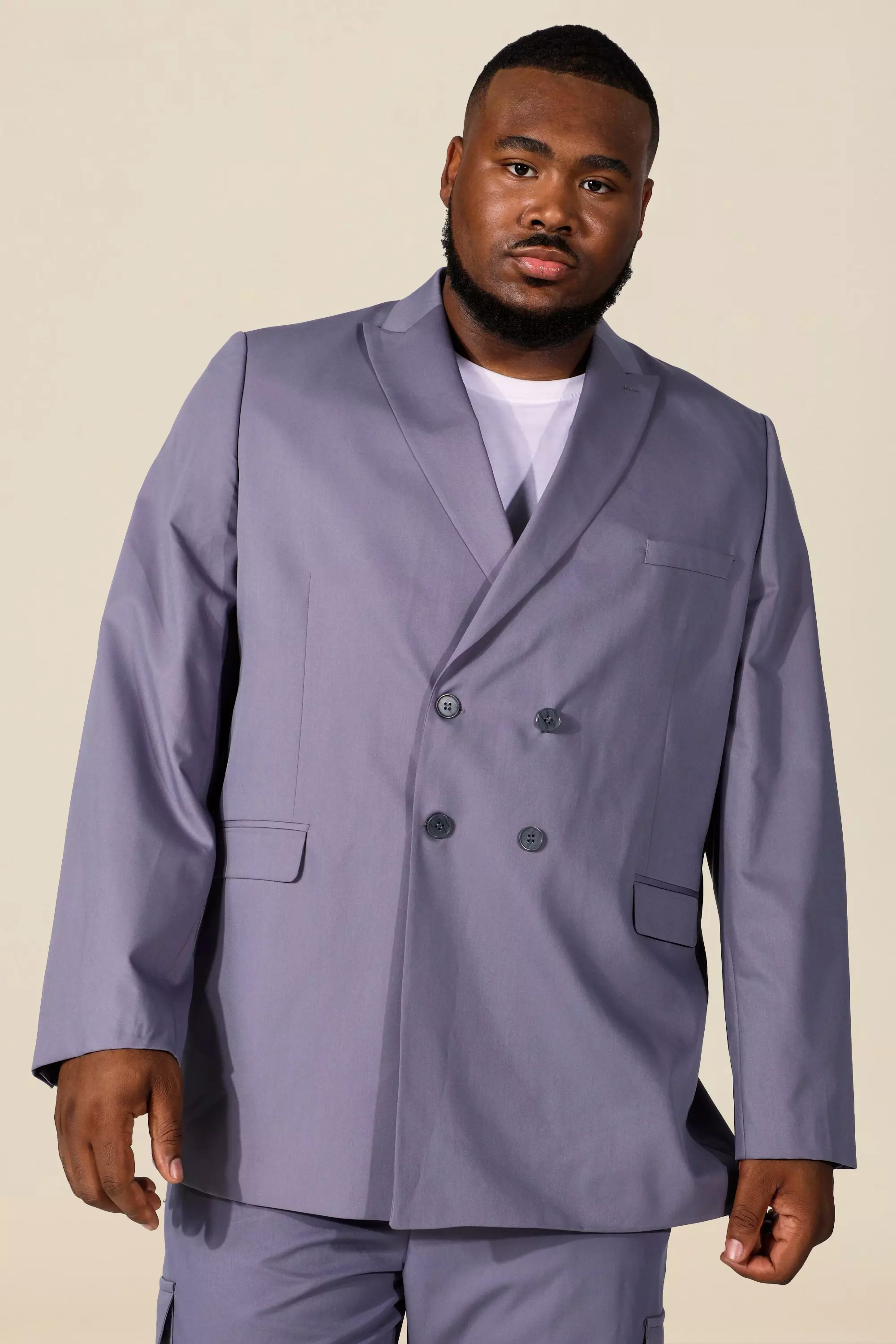 Plus Size Double Breasted Suit Jacket boohooMAN USA
