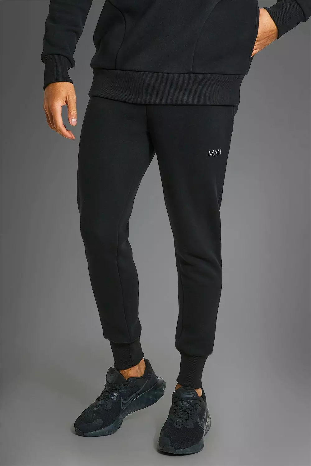 Mens black joggers with best sale zip pockets