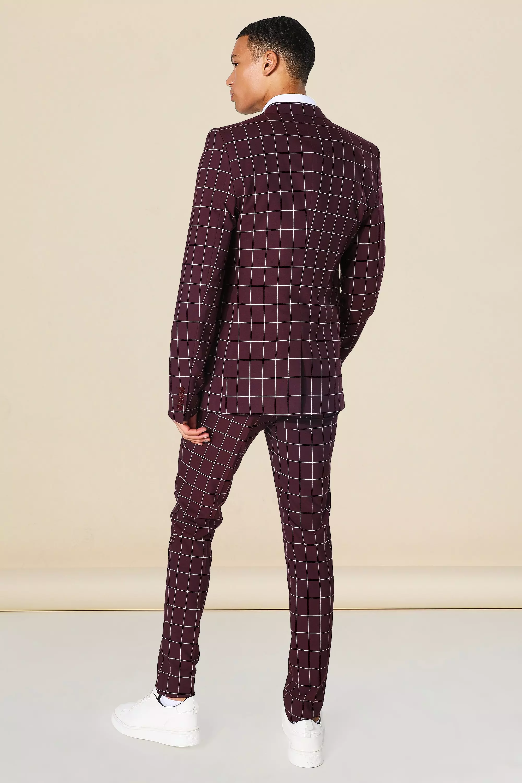 Super skinny hot sale burgundy suit