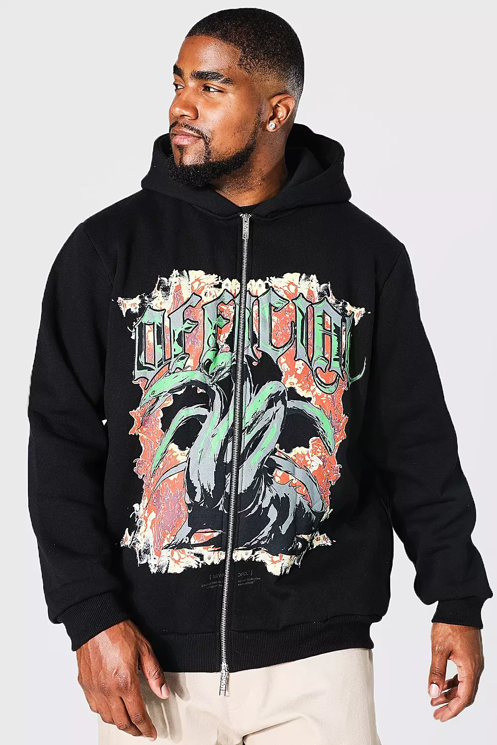 boohooMAN Zip Through Hoodie - Black - Size Xs