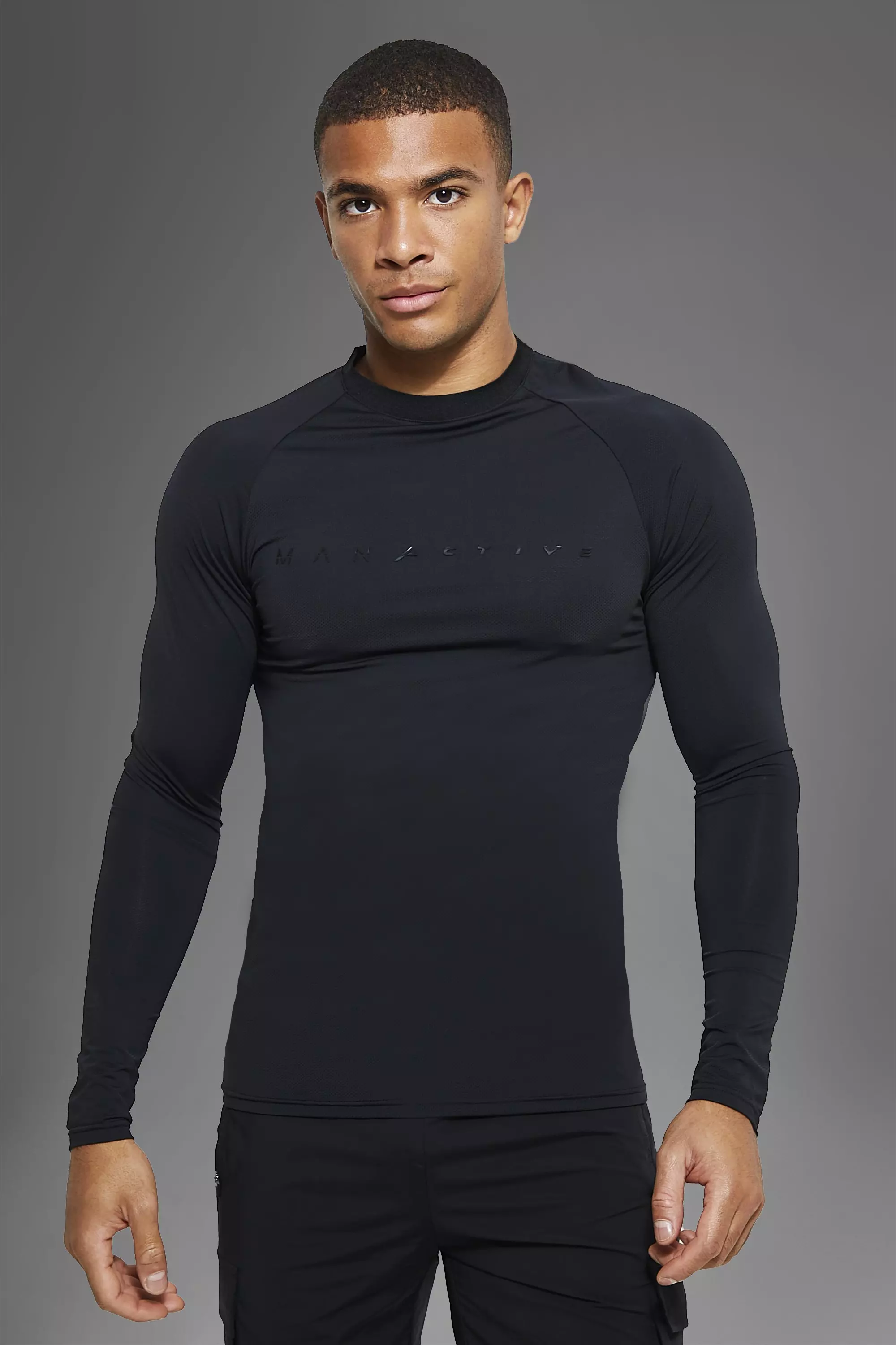 Black Long Sleeve Gym Top, Active