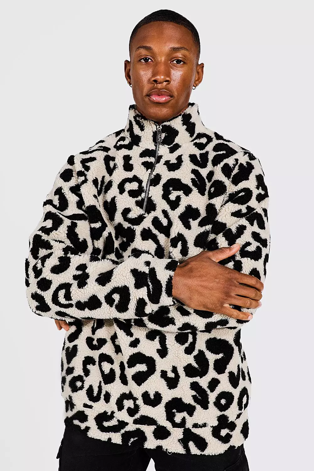 Leopard print 2025 half zip fleece