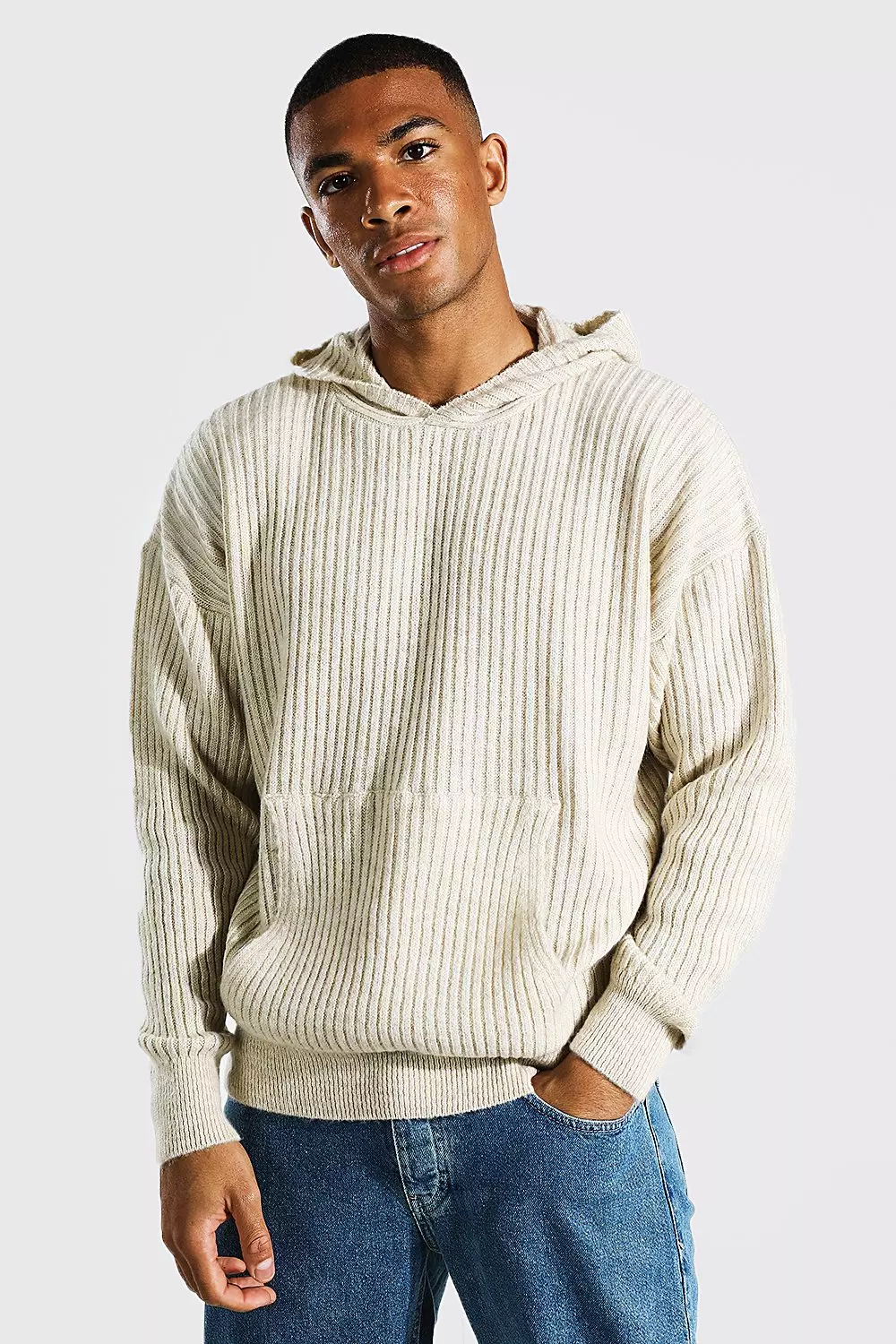 Brushed Knitted Ribbed Hoodie