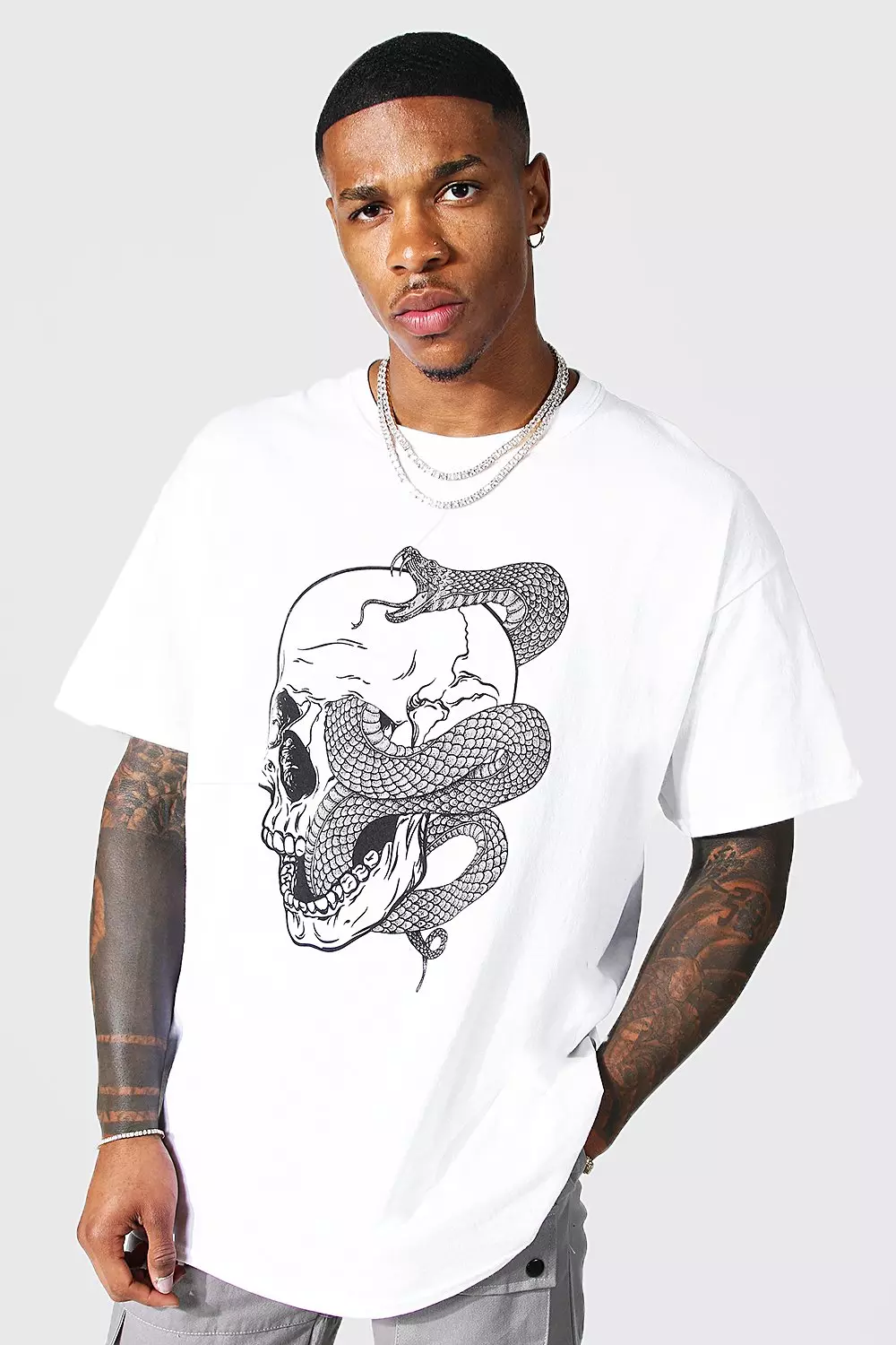 Oversized Skull Snake Graphic T-shirt boohooMAN