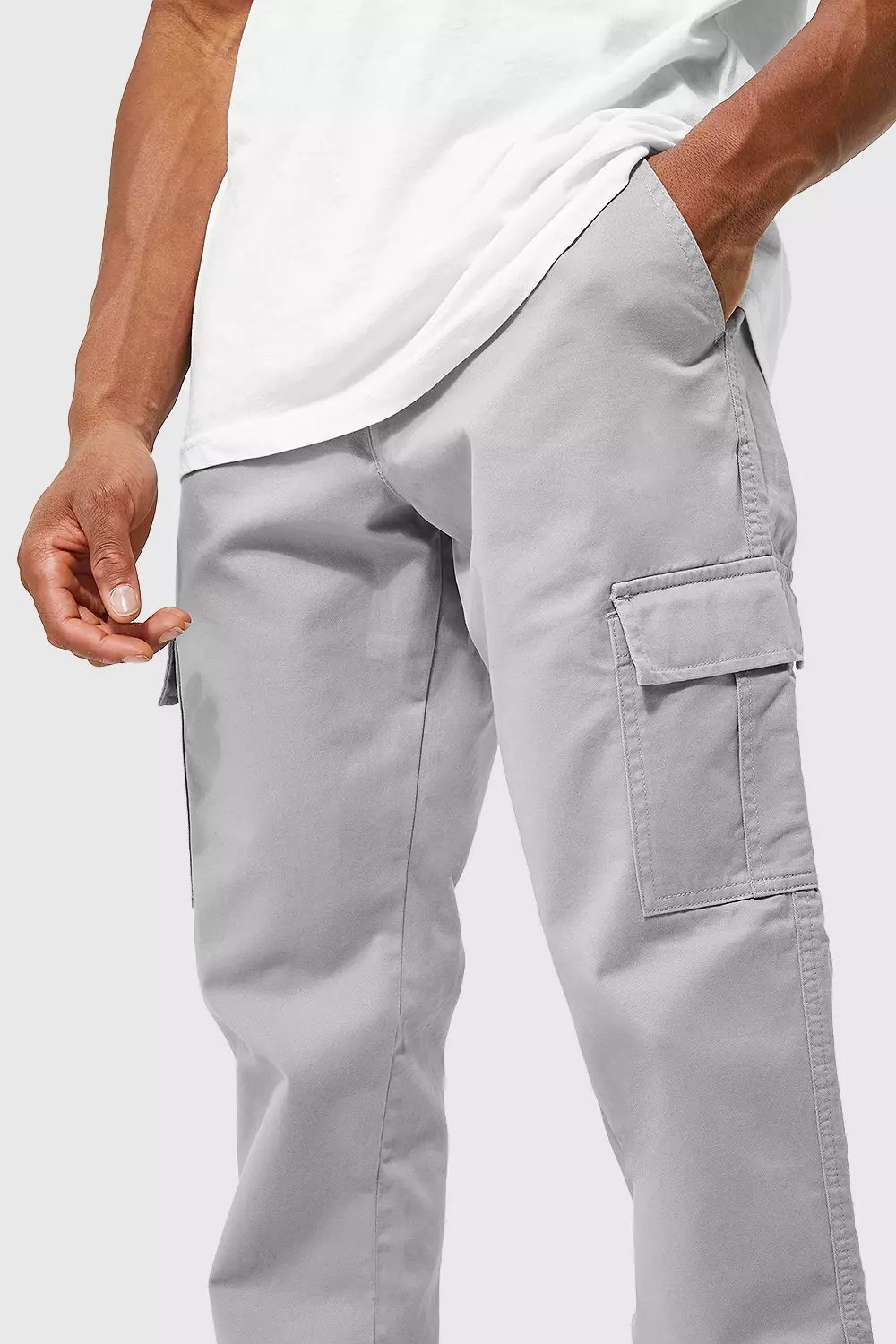 Twill Foldover Waist Straight Leg Cargo Pants