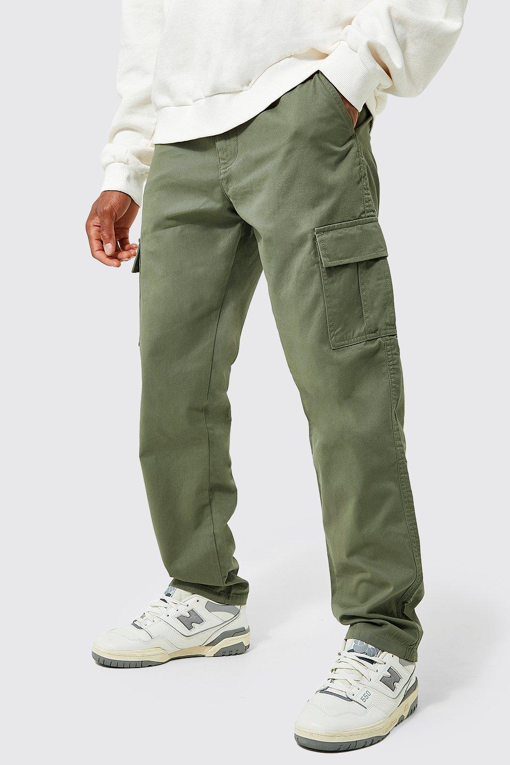 green straight leg cargo pants