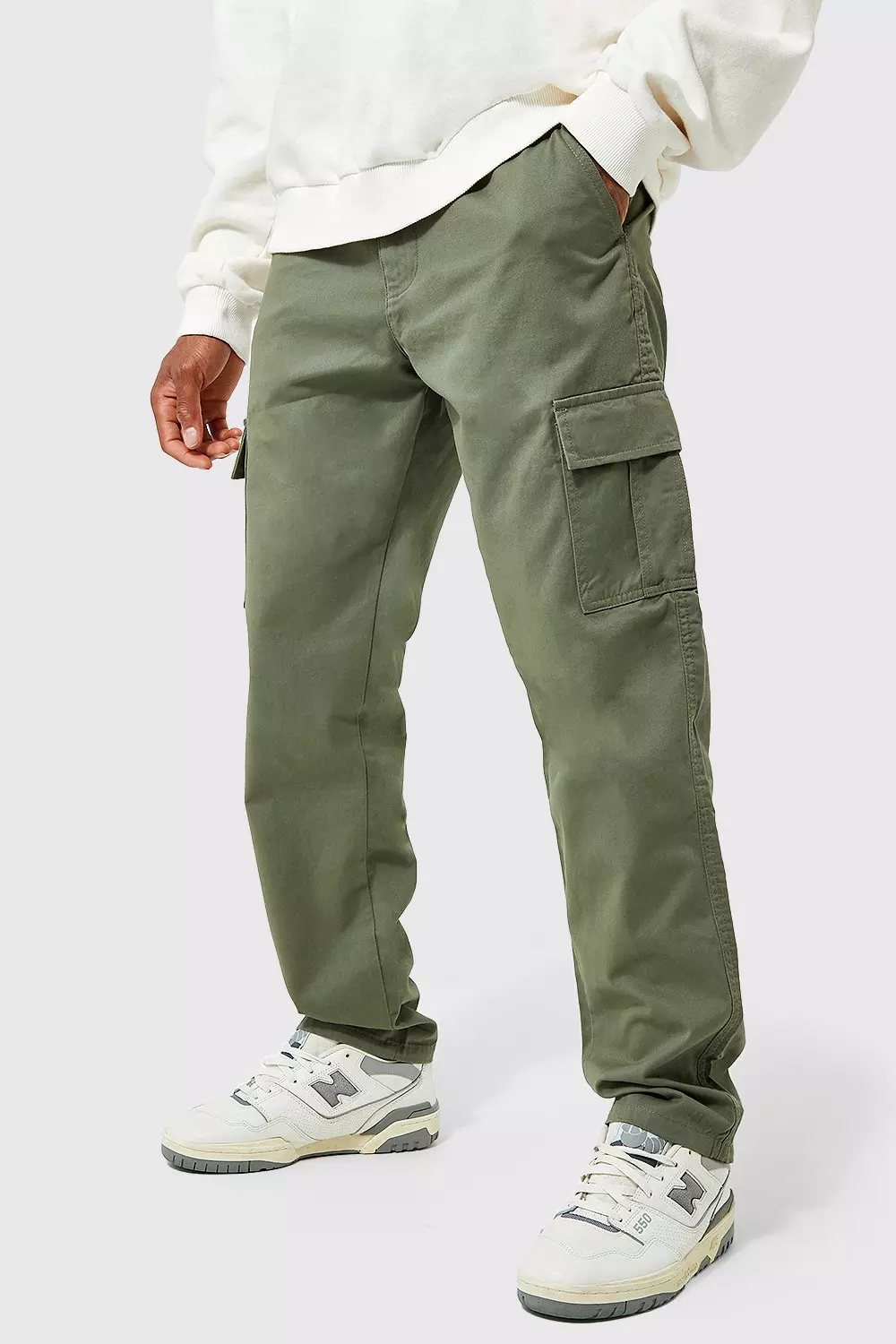 Tan Cargo Straight Leg Pants