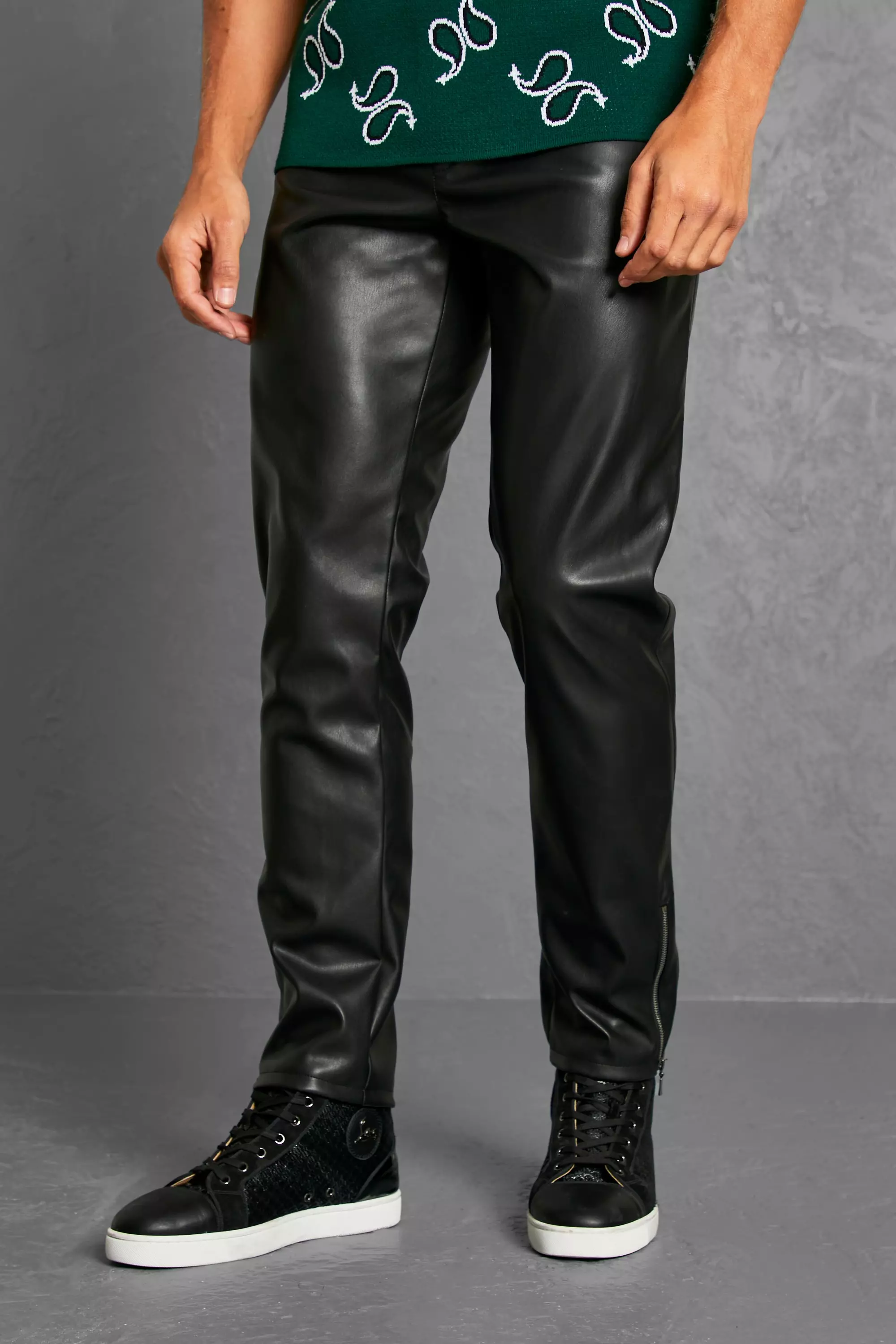 Mens pu sale trousers