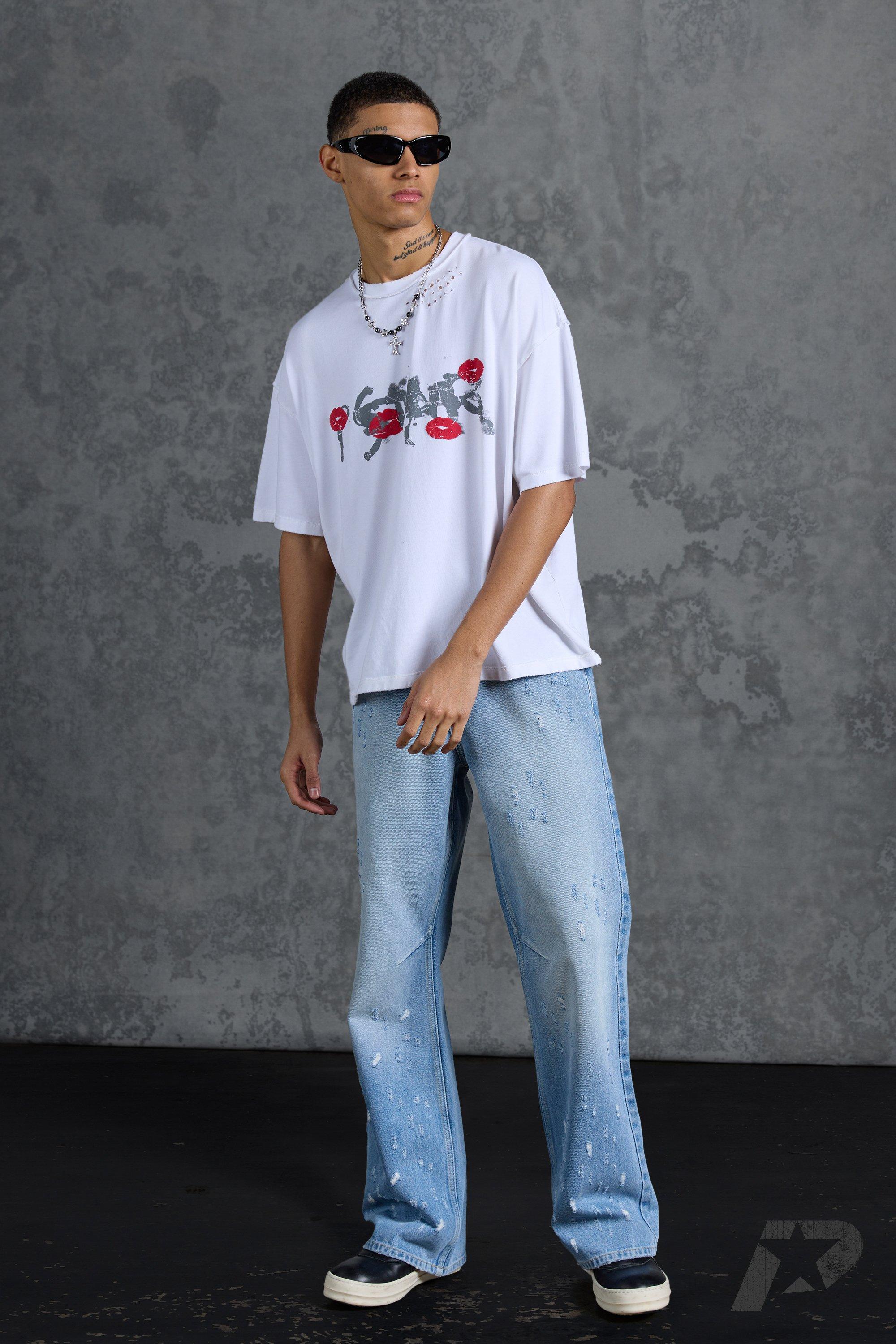 Mens Blue Slim Rigid Jeans, Blue