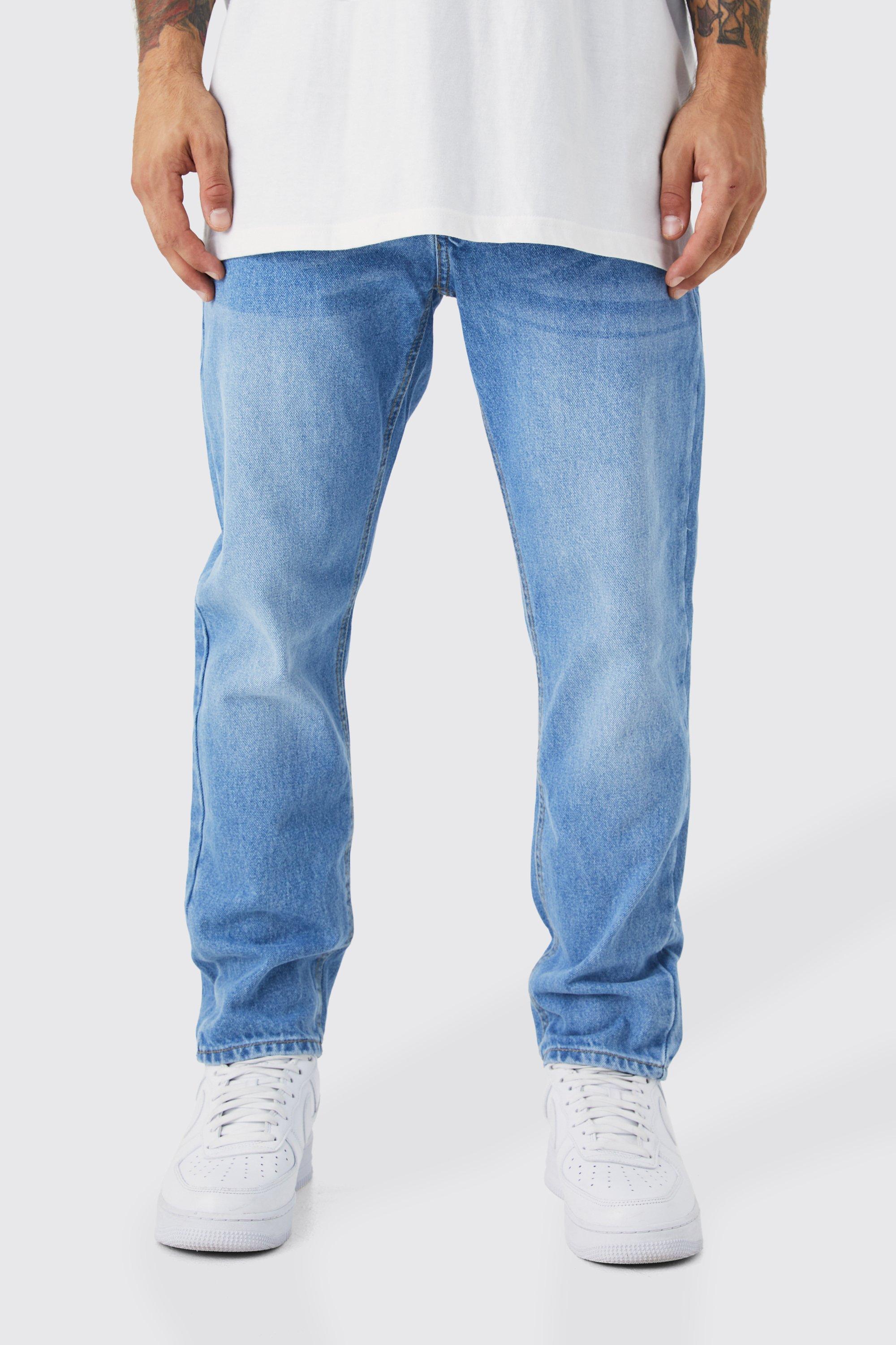 Mens Blue Tapered Fit Rigid Jeans, Blue