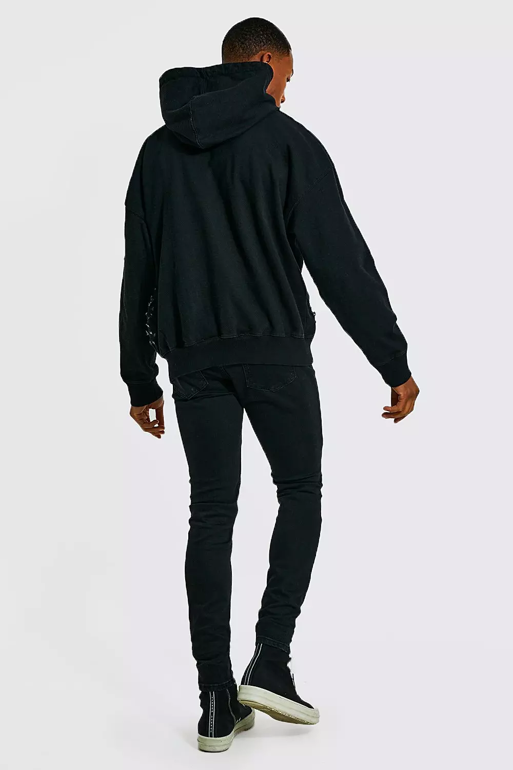 Distressed cheap black hoodie