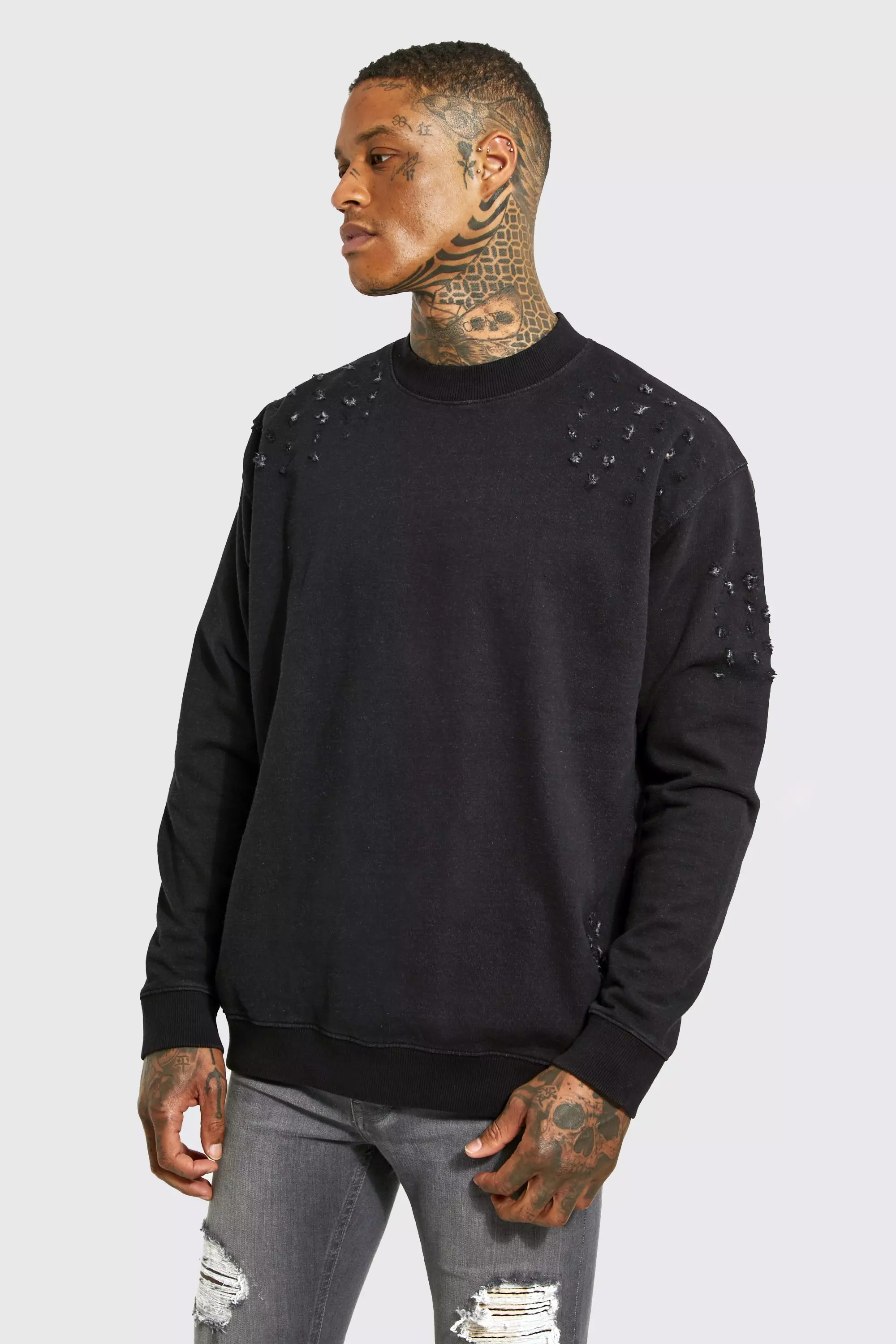 Distressed 2025 black sweatshirt