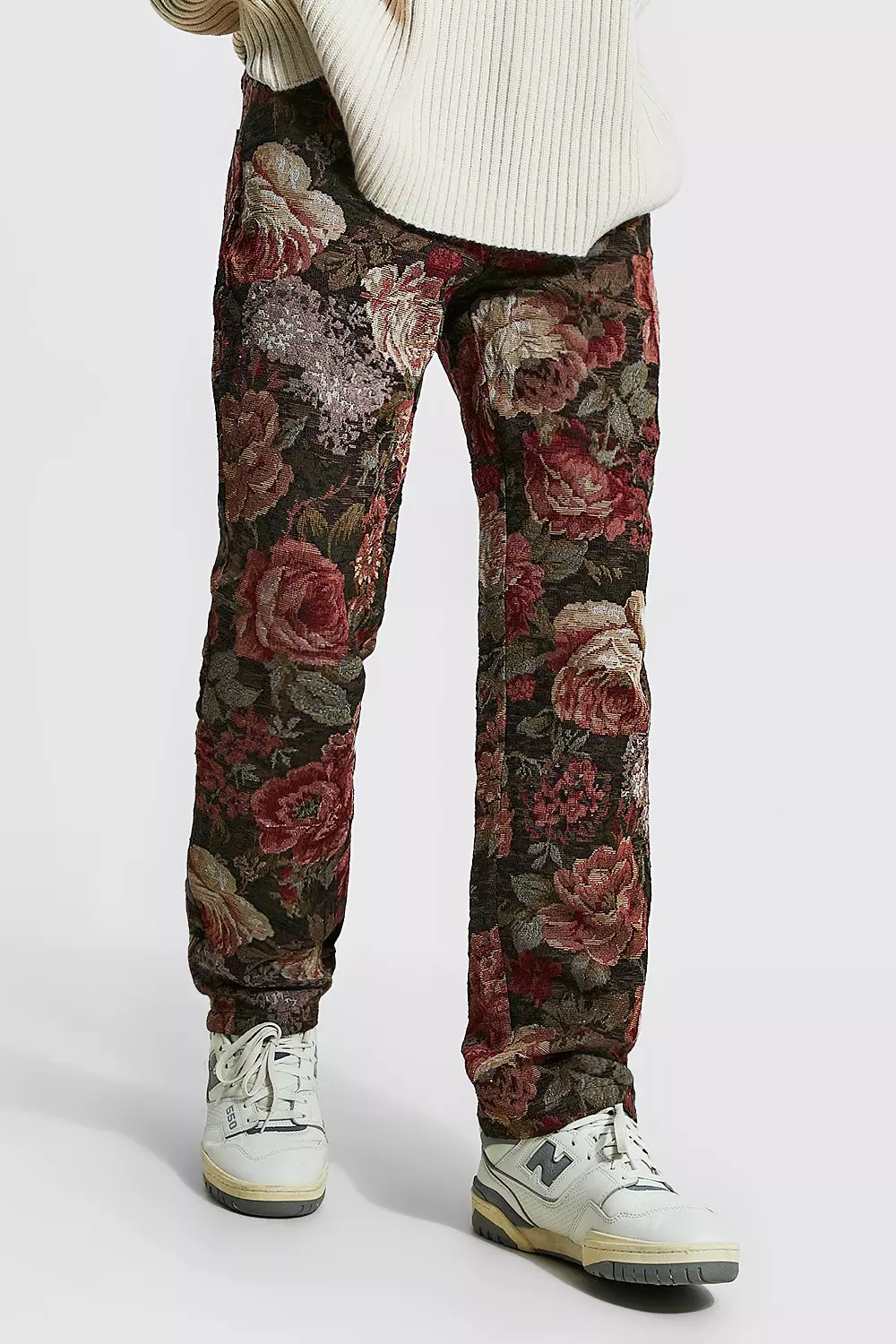 Relaxed Fit Floral Tapestry Jeans