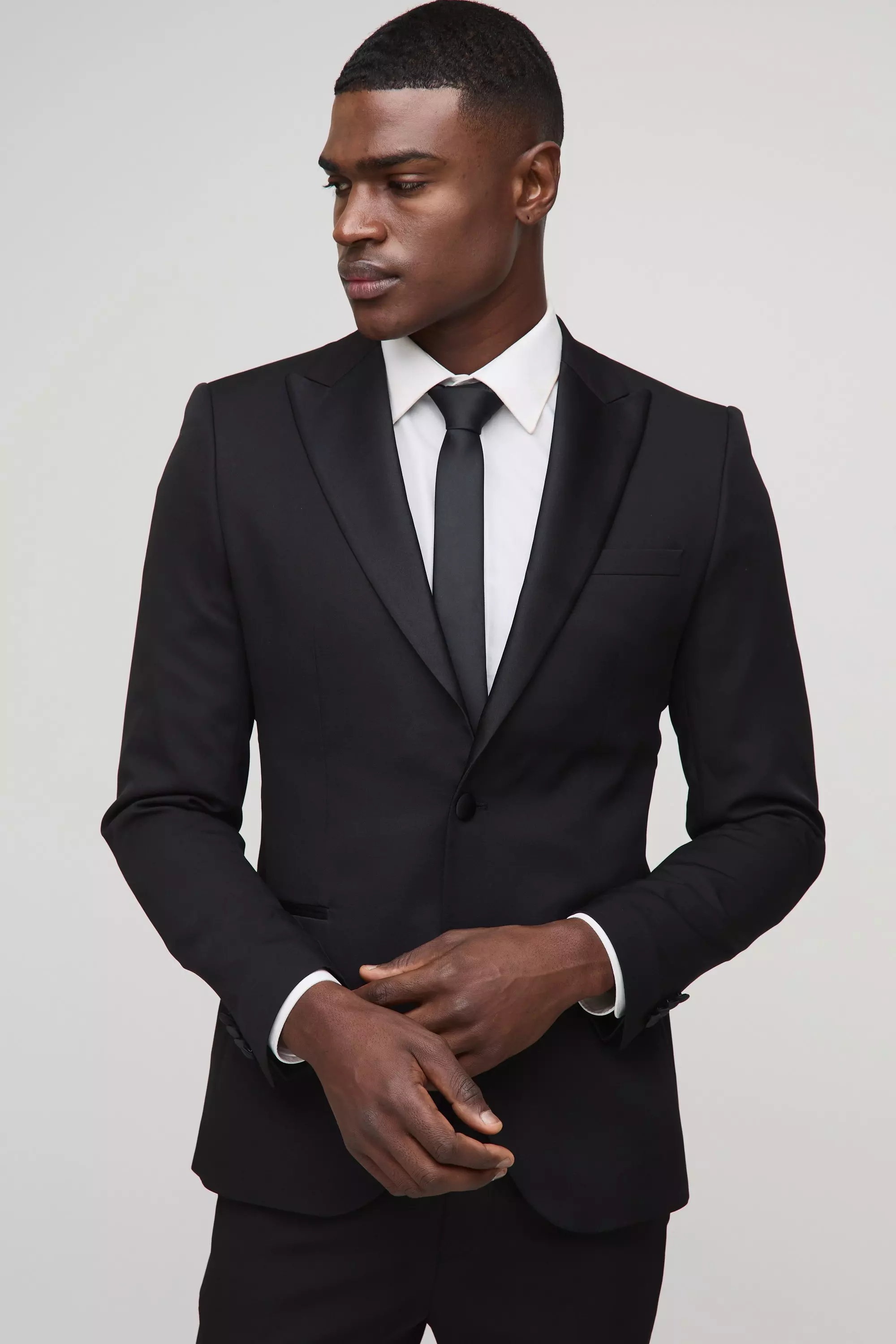 Skinny Tuxedo Single Breasted Suit Jacket Boohoo, 53% OFF