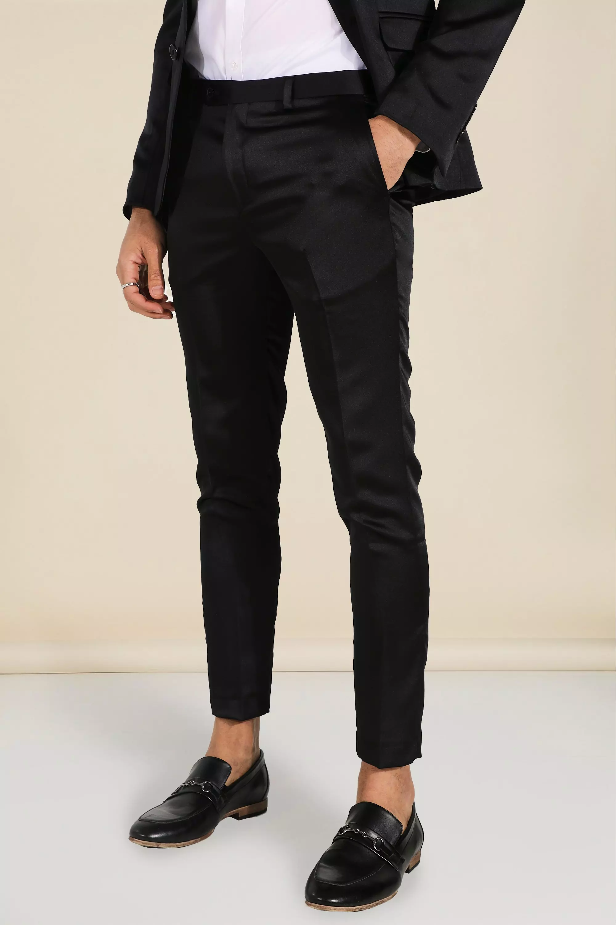 Super Skinny Satin Design Suit Trousers