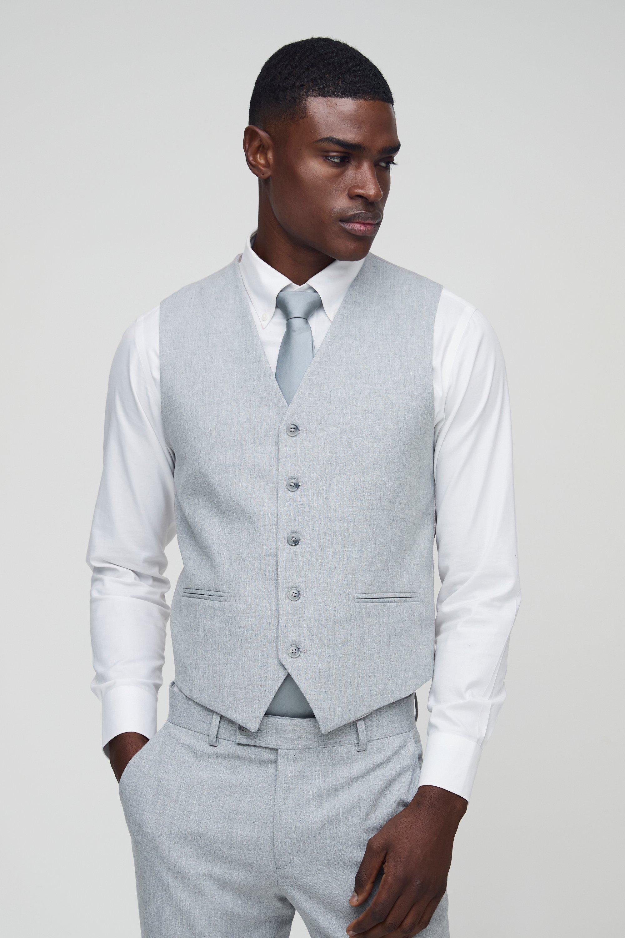 Mens Slim Grey Waistcoat, Grey