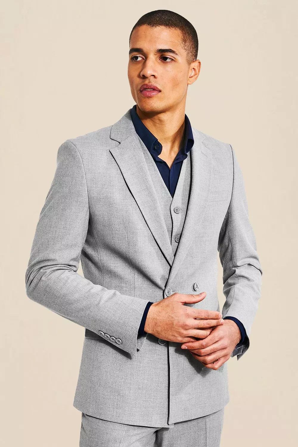 Slim Fit Light Grey Marl Jacket