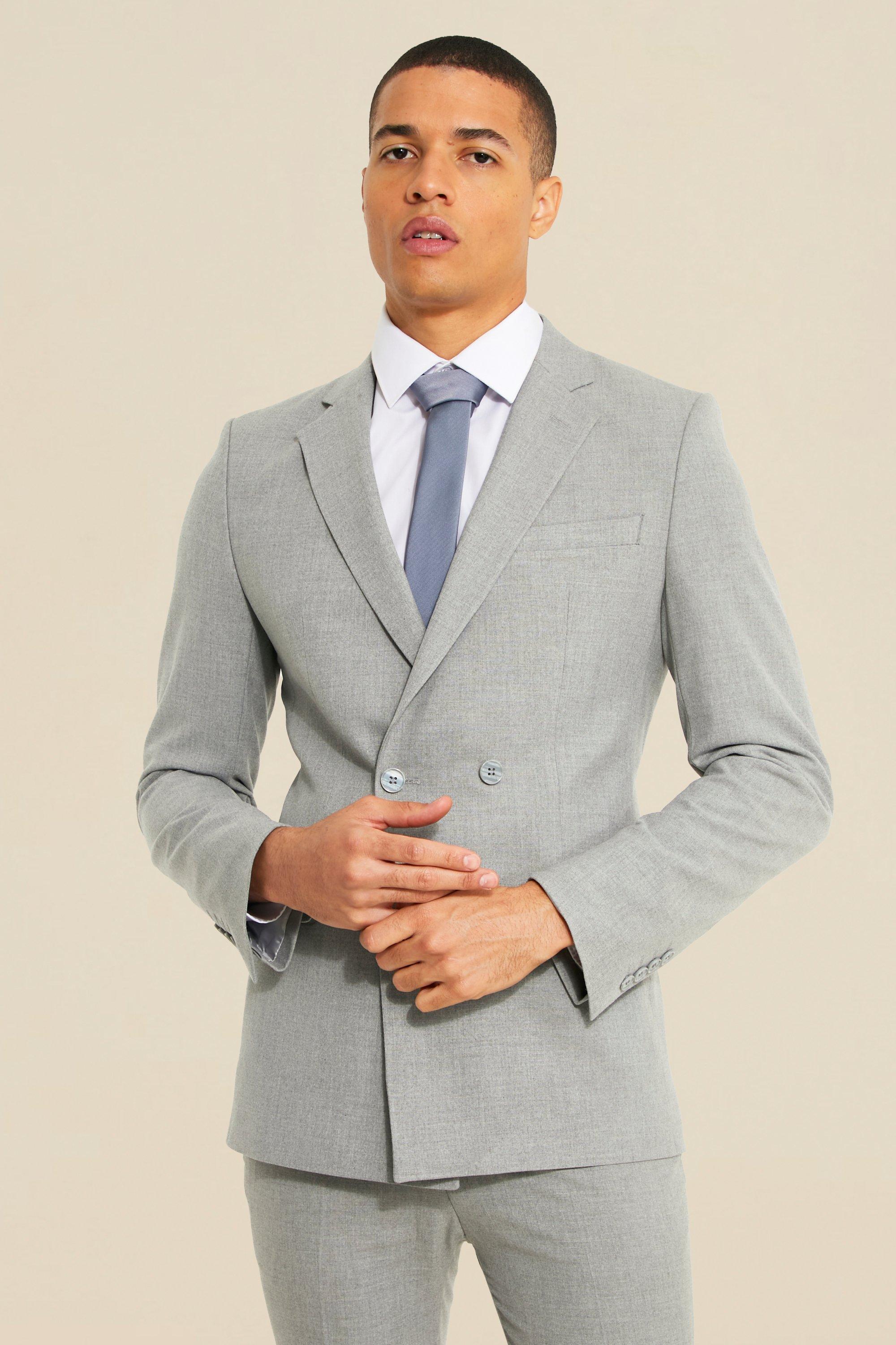 veste de costume croisée super skinny homme - gris - 38, gris